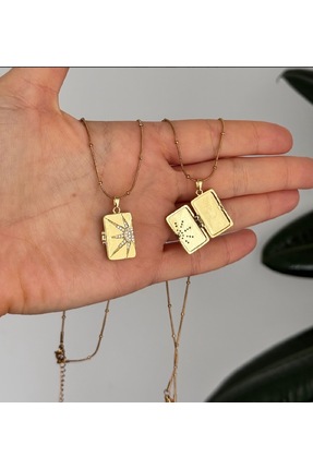 Gulsah's Store Çelik gold dorikalı zincir güneş motifli açılıp kapanabilen kolye