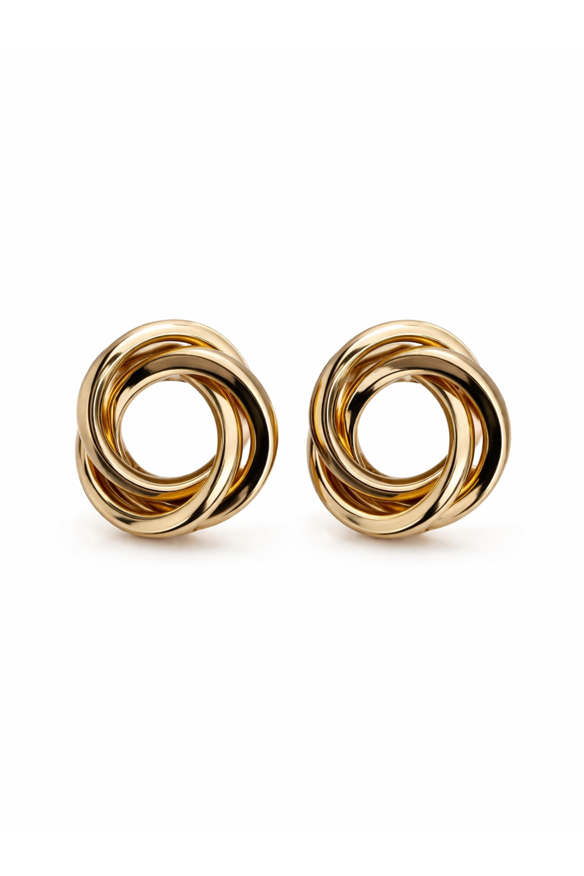 Gold Düğüm Tasarım Küpe – Parlak Modern Şık Kadın Küpe