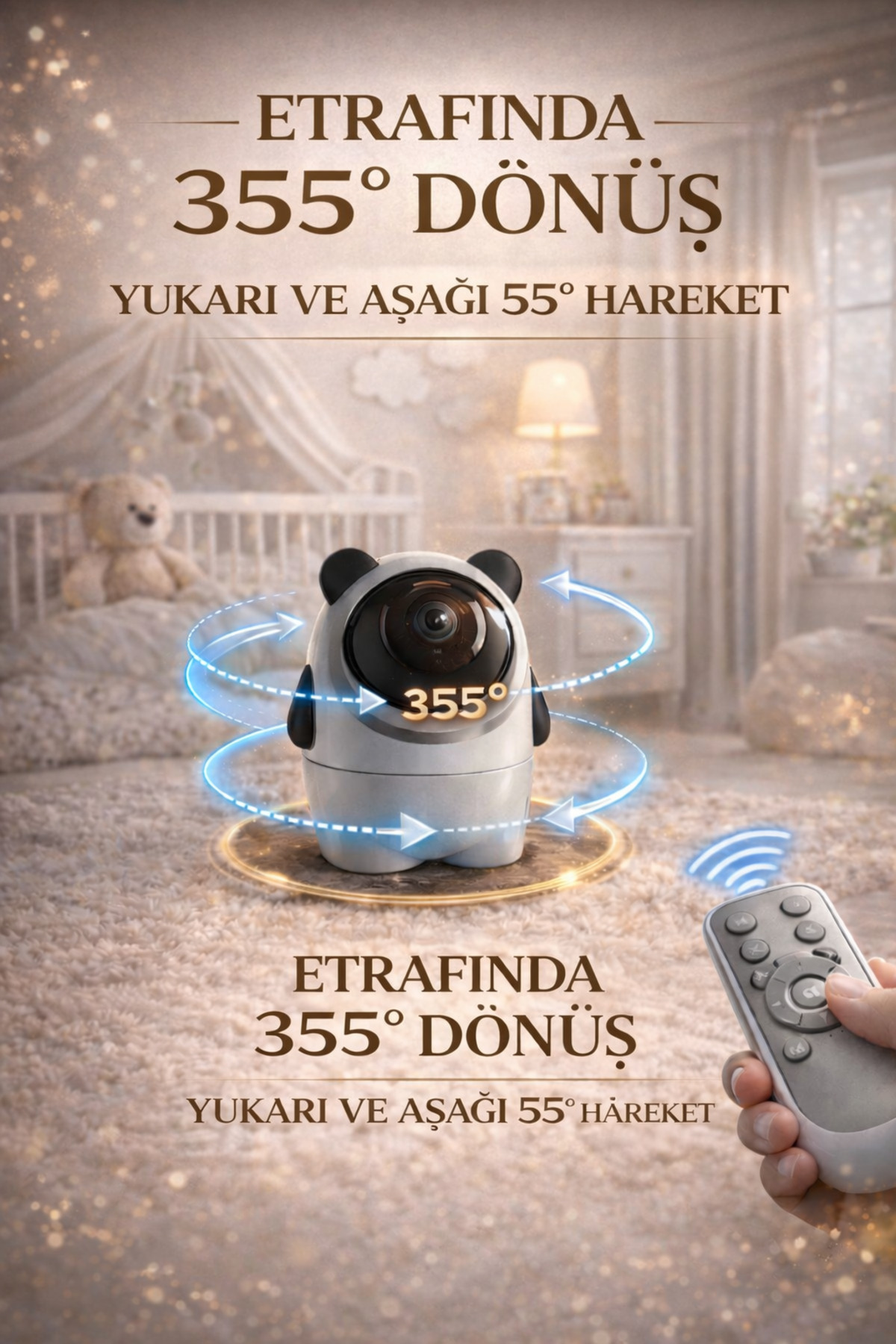 SONREİR 4.3 İnç Ekranlı Bebek Kamerası Gece Görüşlü Hareketli Sıcaklık Ölçerli Sesli Ip Güvenlık Kamerası fotoğrafı 3 (önizleme)
