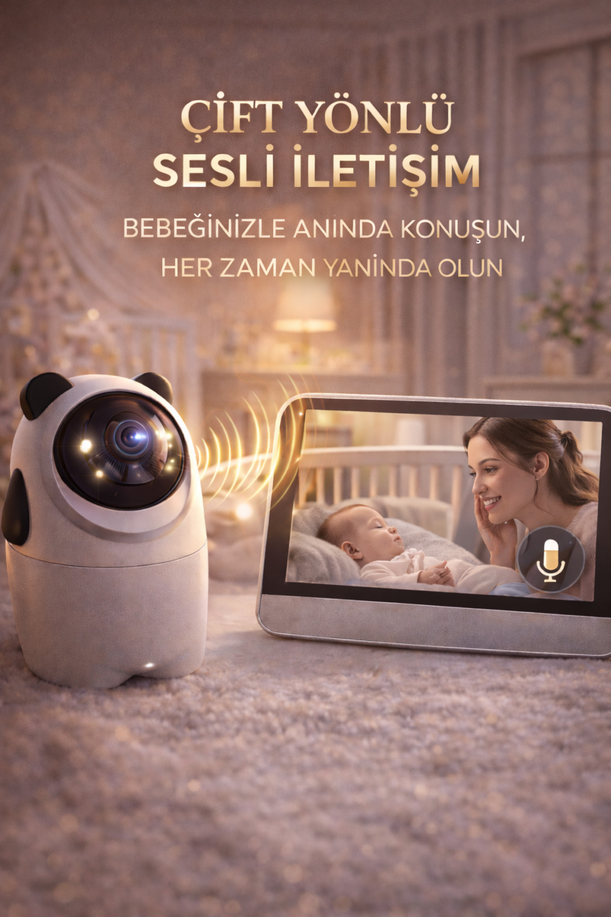 SONREİR 4.3 İnç Ekranlı Bebek Kamerası Gece Görüşlü Hareketli Sıcaklık Ölçerli Sesli Ip Güvenlık Kamerası fotoğrafı 6 (önizleme)