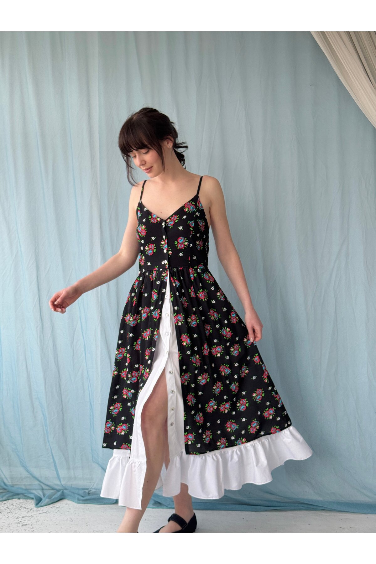 Retrobird  Tasarım Viktorya Dönemi Countryside Elbise Kadın Siyah - Görsel 7