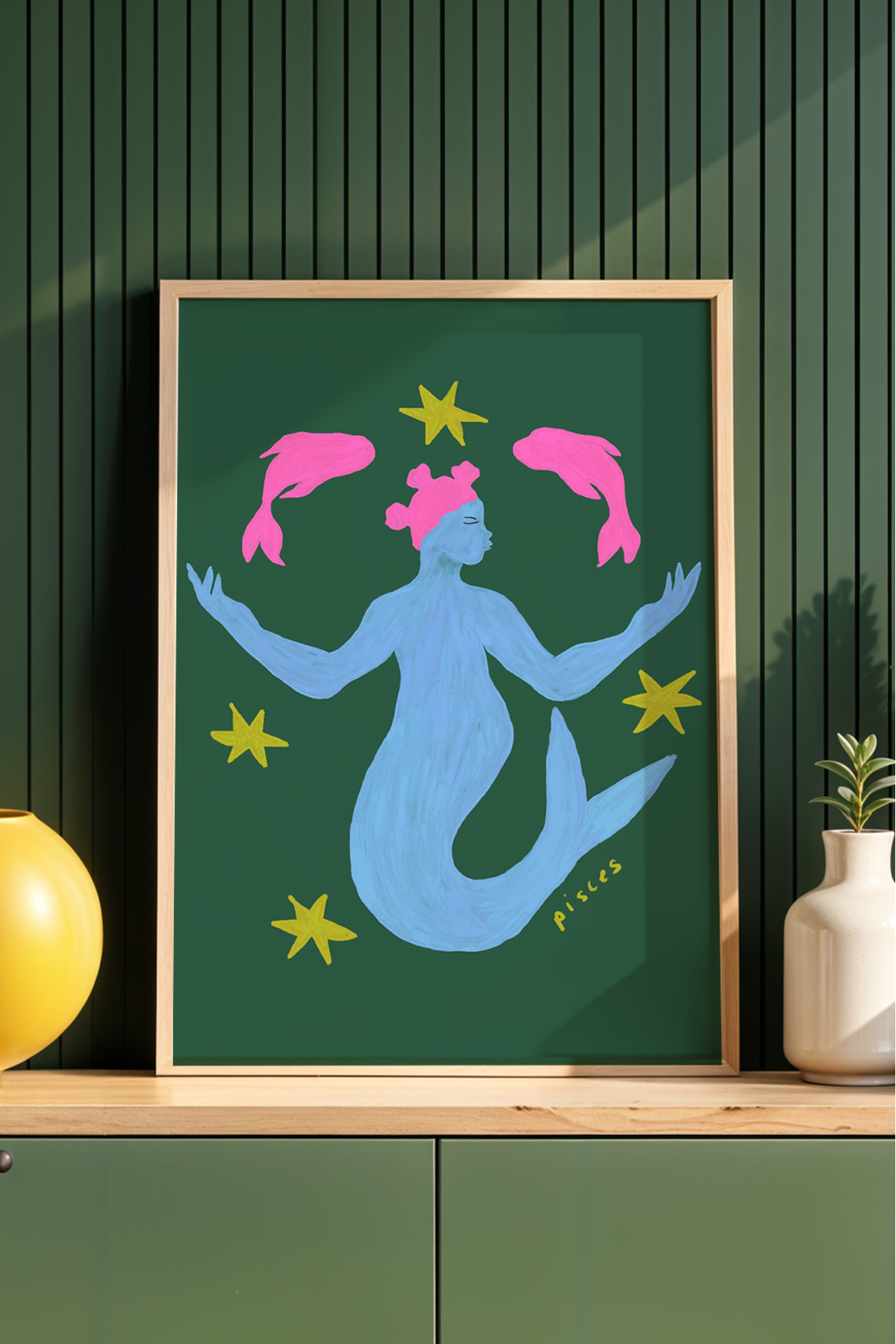Balık Burcu Tablo Modern Astroloji İllüstrasyon Poster Duvar Dekoru Çerçevesiz