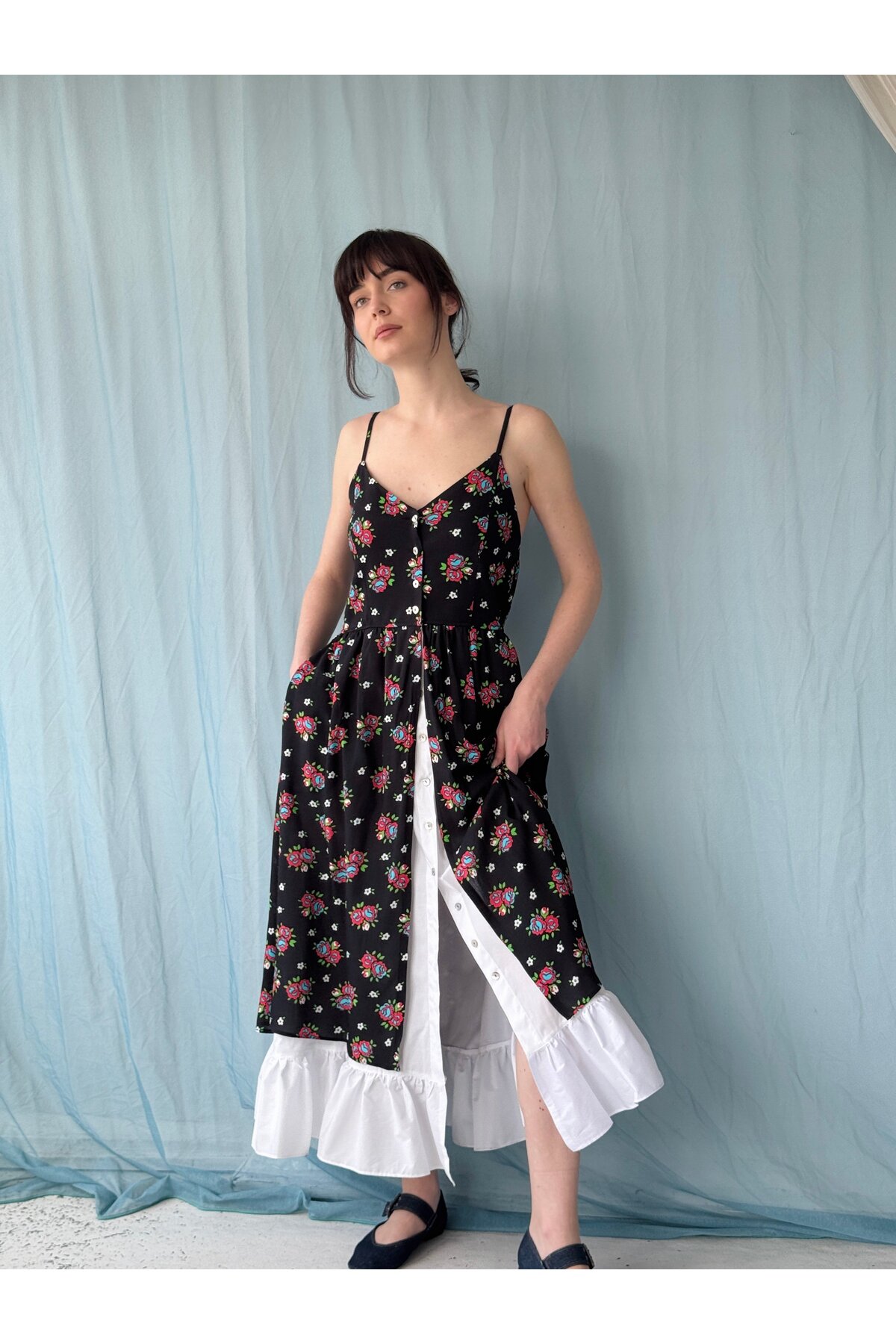 Retrobird  Tasarım Viktorya Dönemi Countryside Elbise Kadın Siyah - Görsel 8