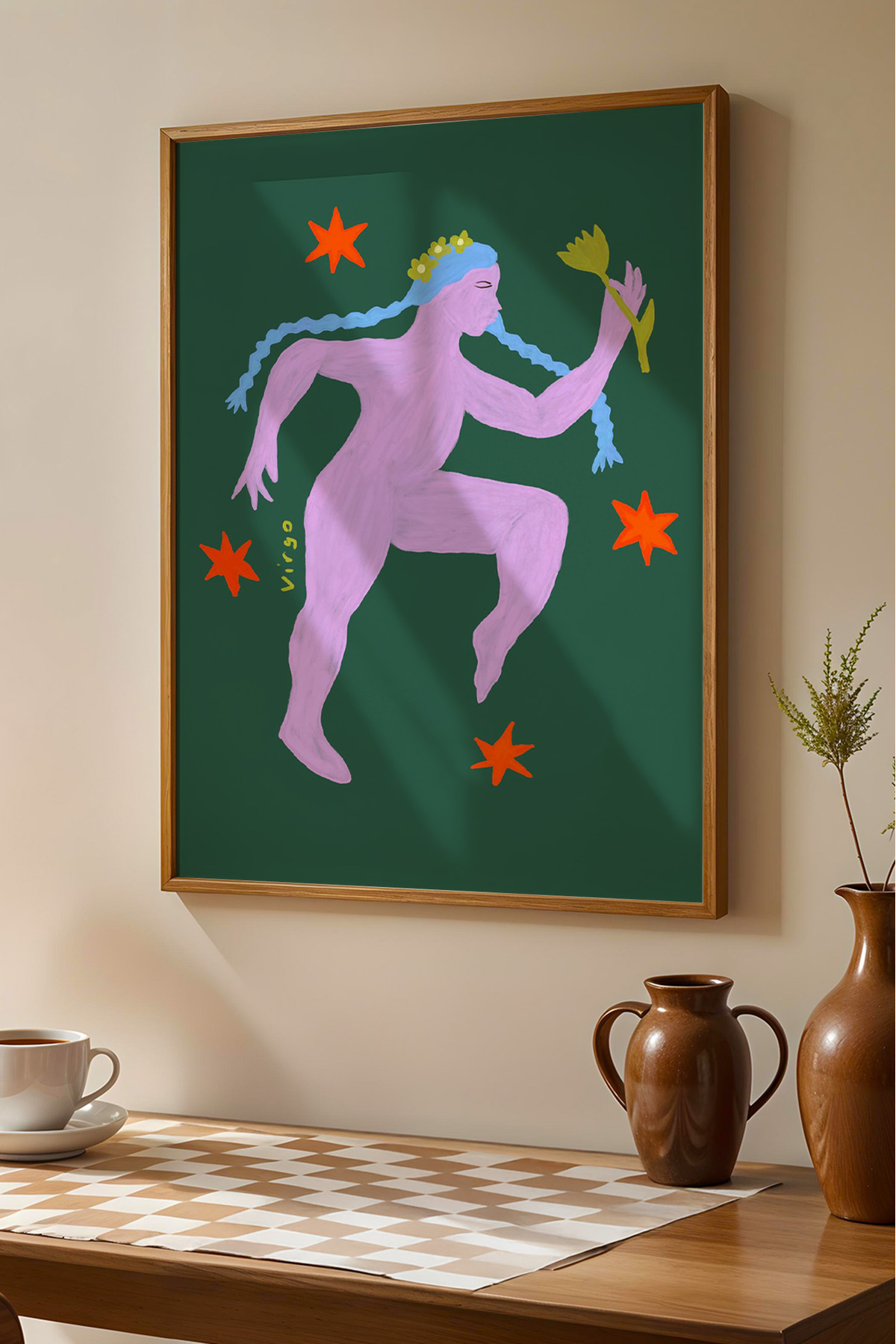 Başak Burcu Poster Modern Astroloji Kadın Figürlü Tablo Ev Duvar Dekoru Çerçevesiz