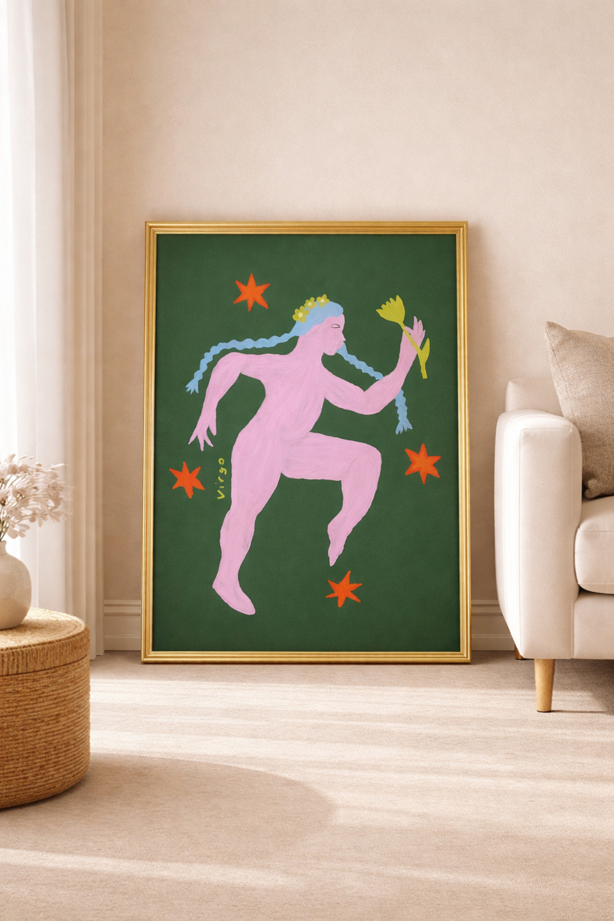 Başak Burcu Poster Modern Astroloji Kadın Figürlü Tablo Ev Duvar Dekoru Çerçevesiz