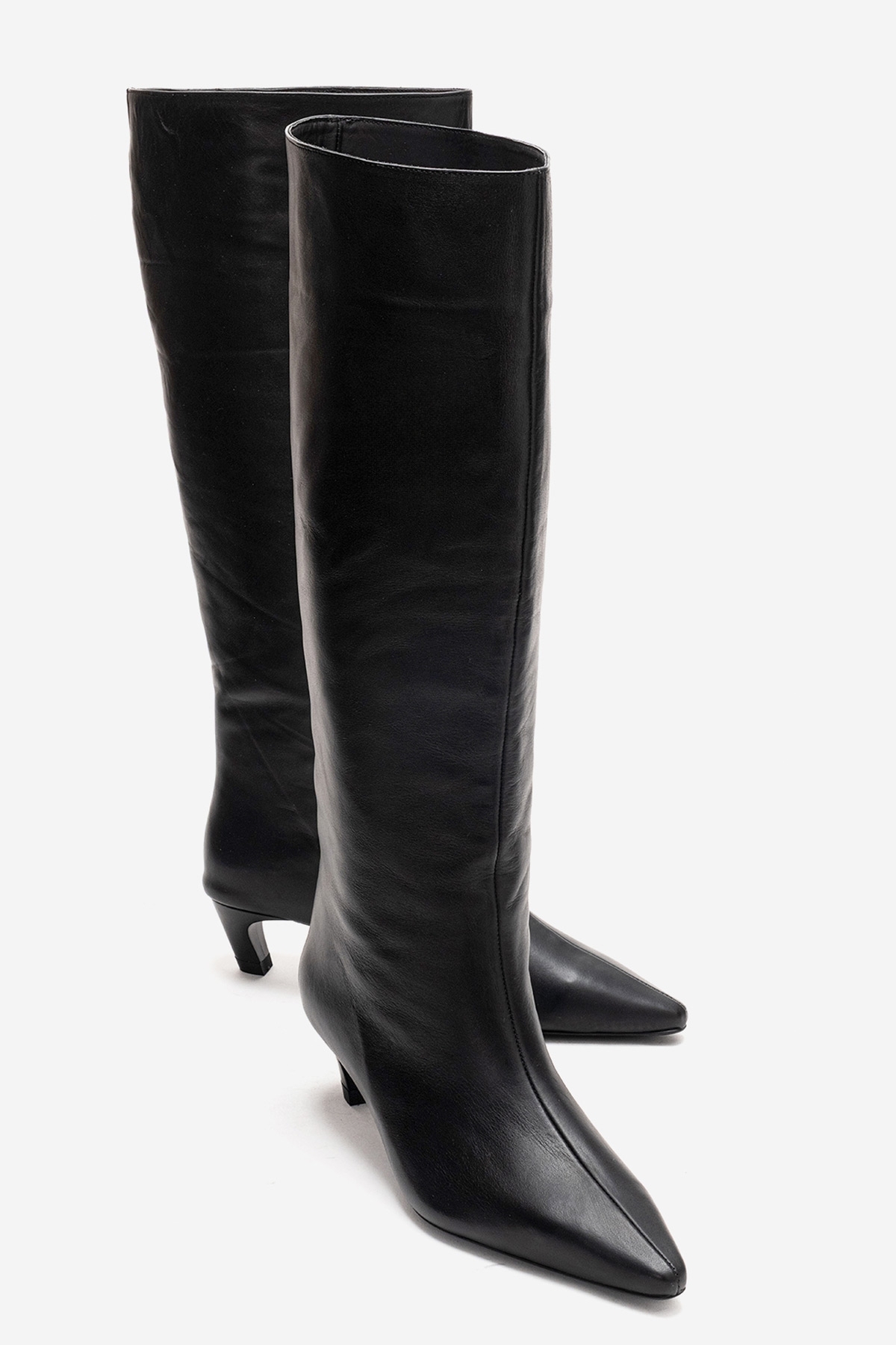 LuviShoes CORVEL Siyah Cilt Hakiki Deri Kadın Topuklu Çizme