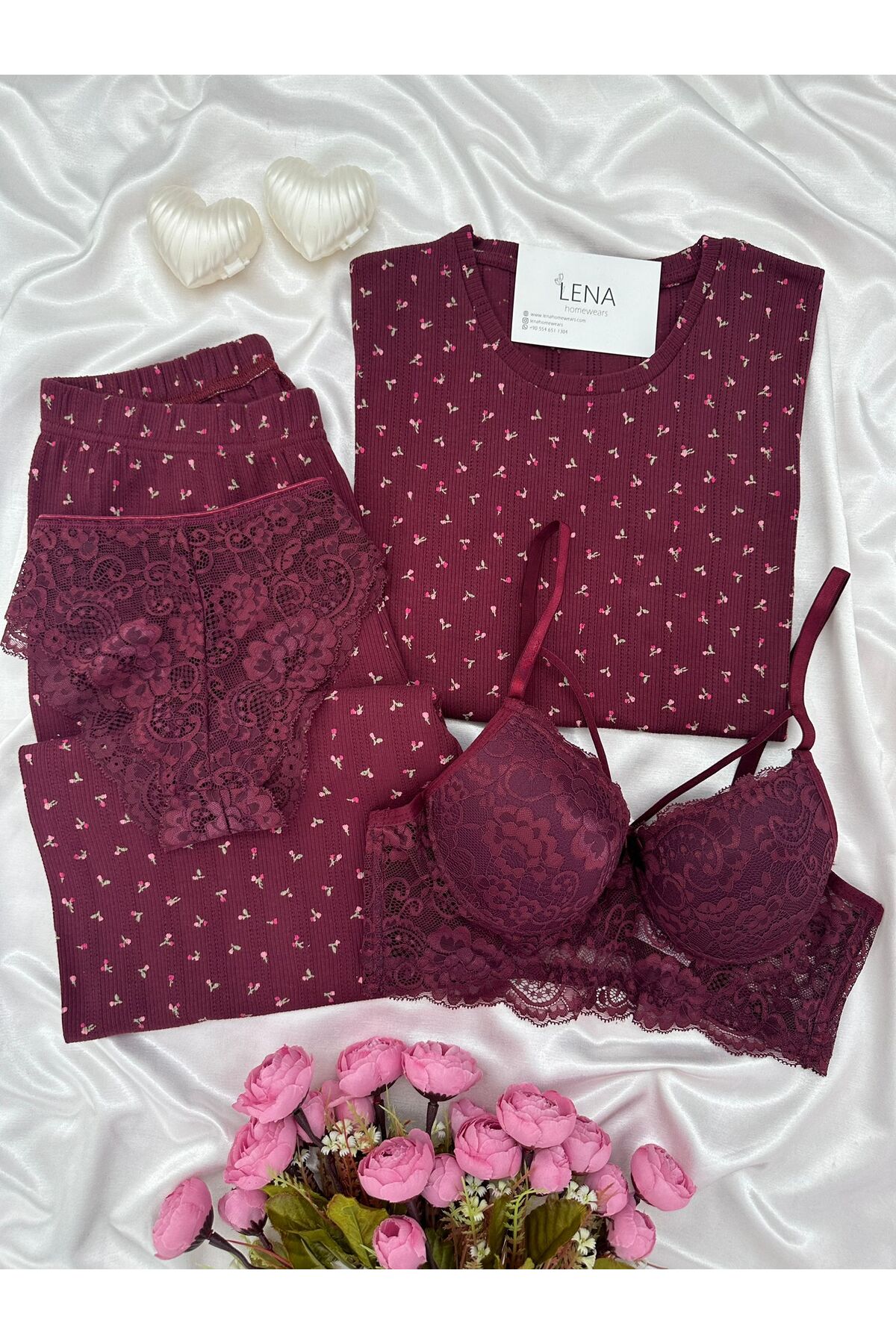 100% Cotton Breathable Short Sleeve Pajamas Set with Women's Underwear