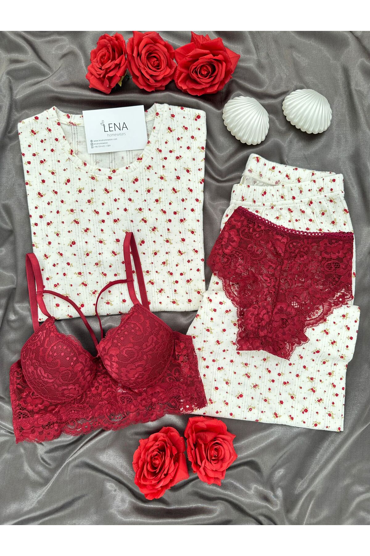 100% Cotton Breathable Short Sleeve Pajamas Set with Women's Underwear
