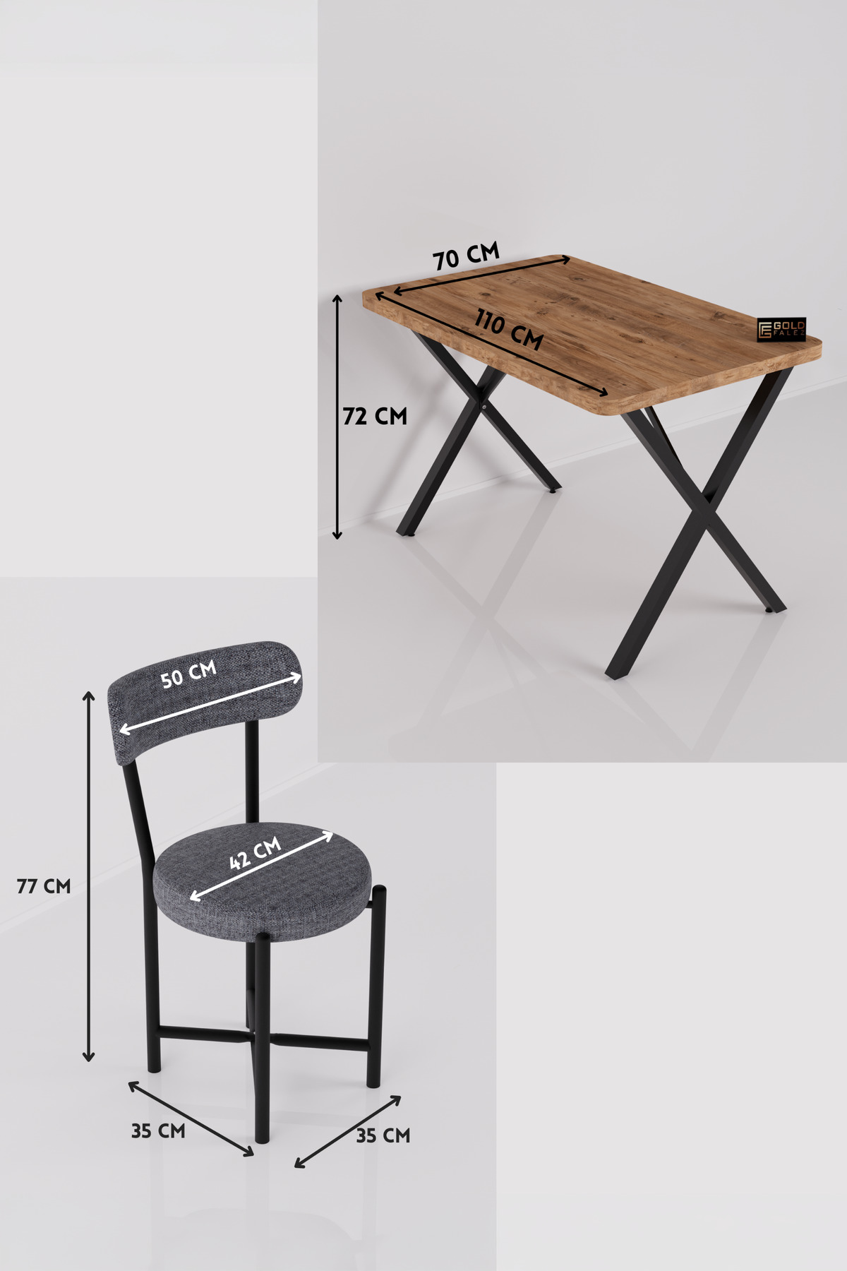 Mutfak Masası 4 Sandalyeli Set 110x70 cm Modern Bahçe Cafe Masa Takımı 4 Kişilik Tedy 9880 Gri görsel 5
