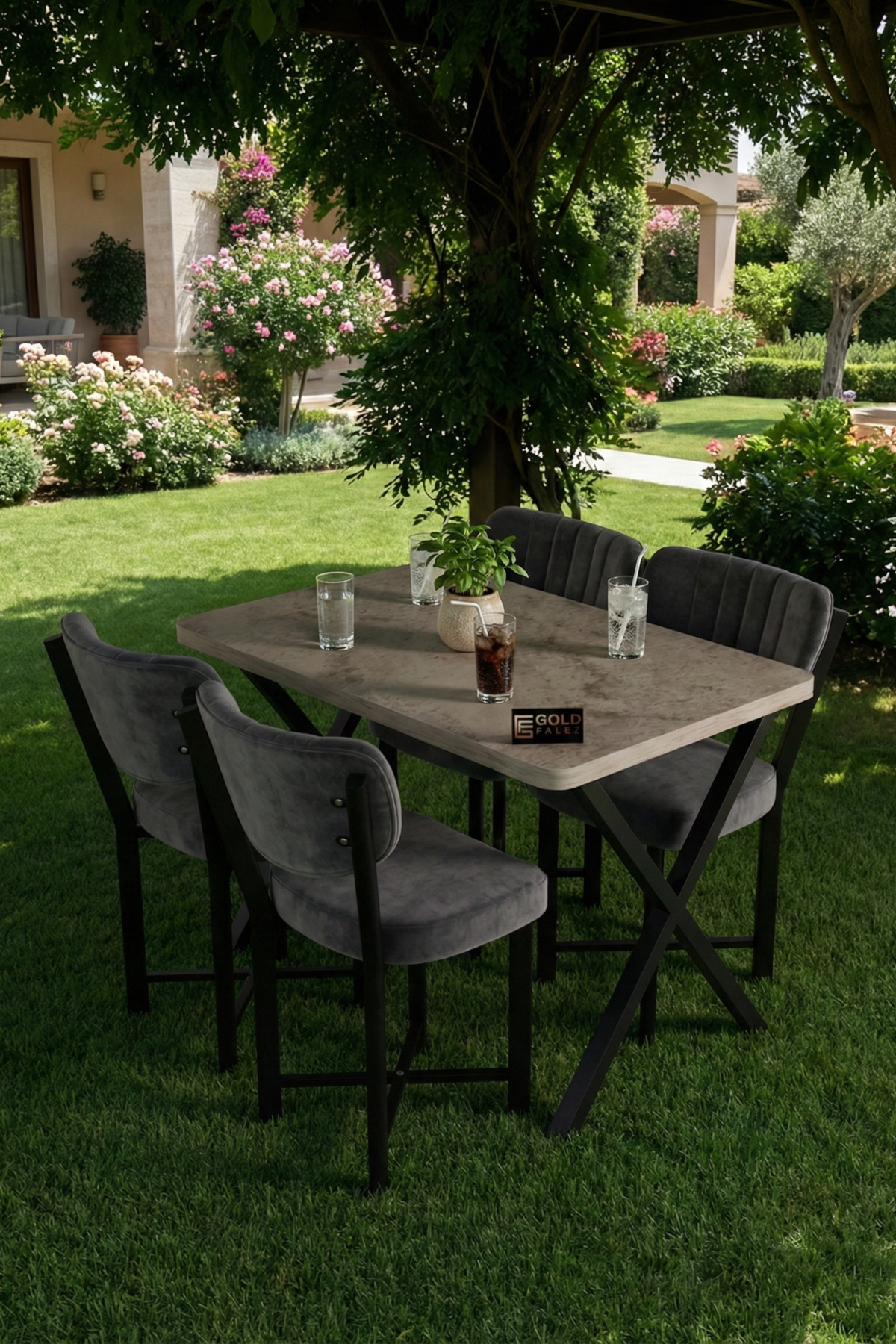 Mutfak Masası 4 Sandalyeli Set 110x70 cm Modern Masa Takımı Cafe Balkon Ofis Masa Elma 9887 Anstrast görsel 3