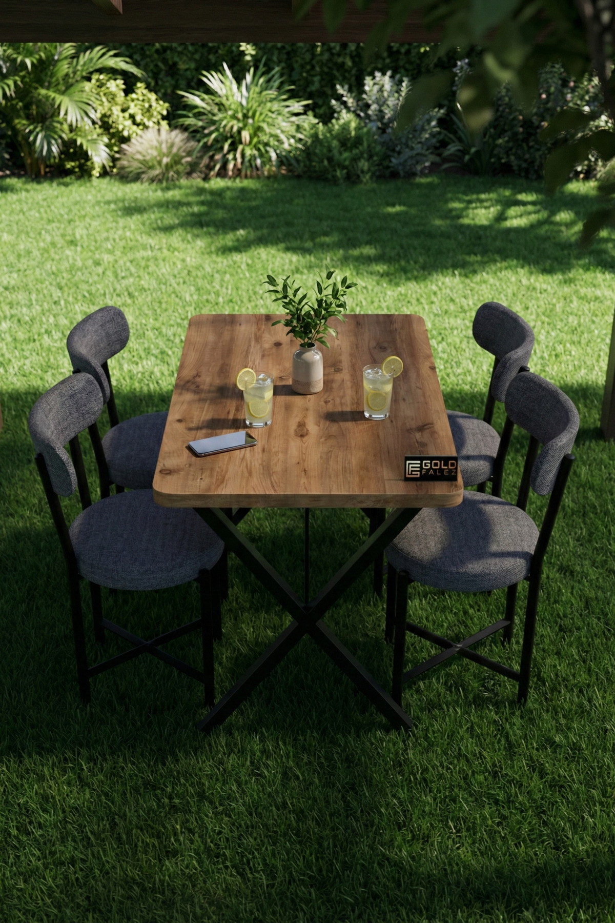 Mutfak Masası 4 Sandalyeli Set 110x70 cm Modern Bahçe Cafe Masa Takımı 4 Kişilik Tedy 9880 Gri görsel 4
