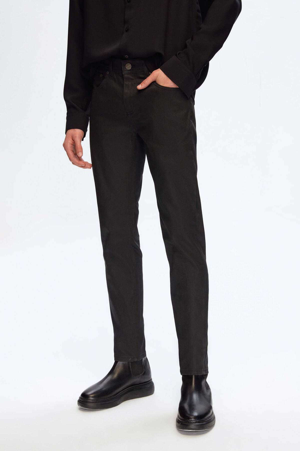 Super Slim Fit Black Cotton Lycra Denim Pants
