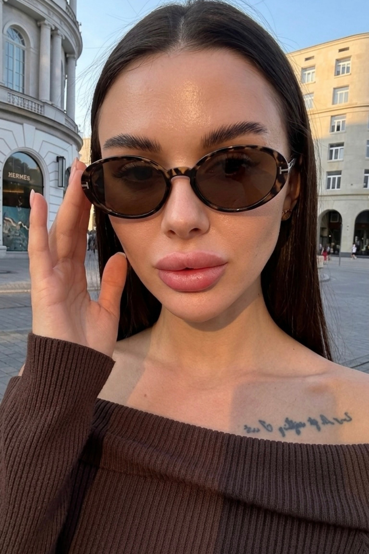 Chunky Frame Senna Kadın Leopar Çerçeveli Kahverengi Ultra Hafif Uv400 Filtreli Kadın Güneş Gözlüğü