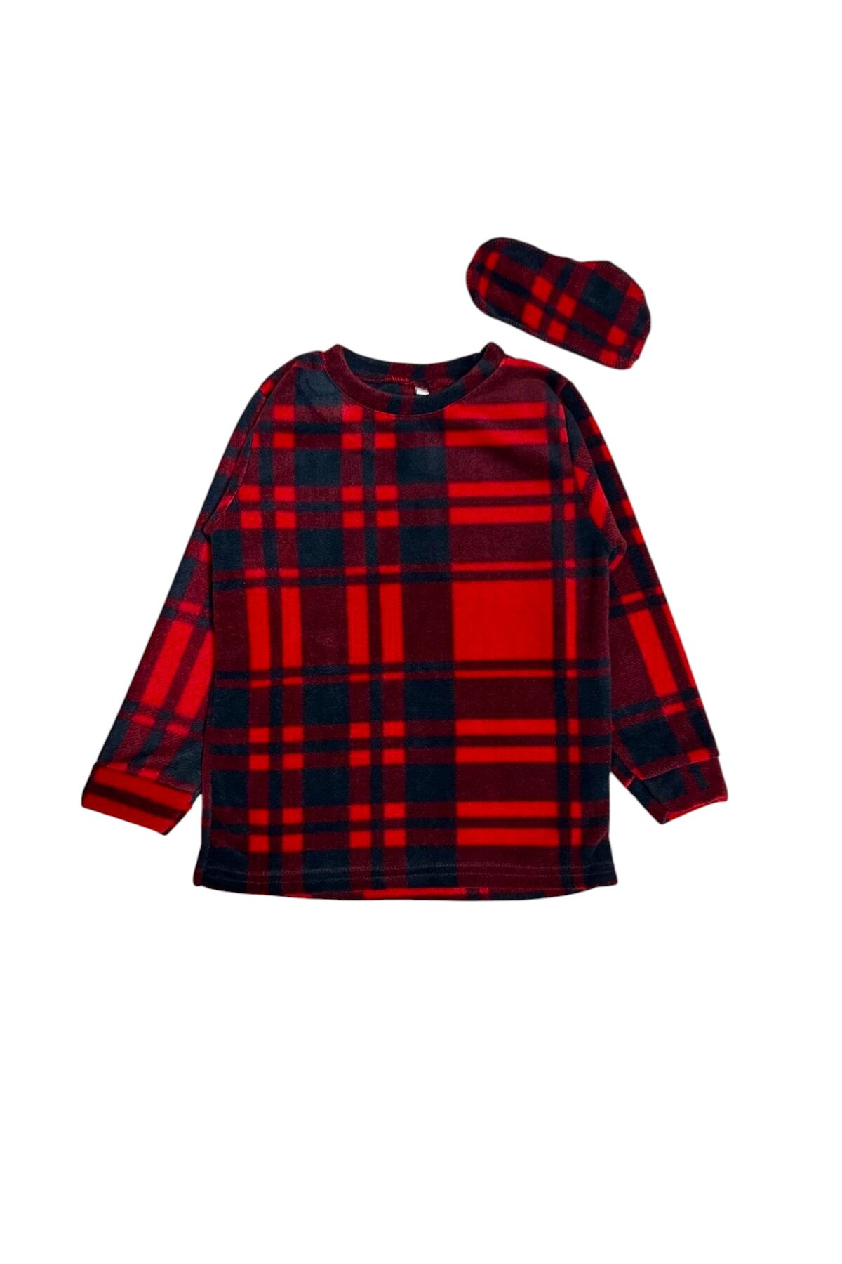 Fil Kids Erkek - Kız Çocuk Pamuklu Uyku Bantlı Ekose Desenli Kırmızı Lacivert Renk Kışlık Polar Pijama Takımı fotoğrafı 5 (önizleme)