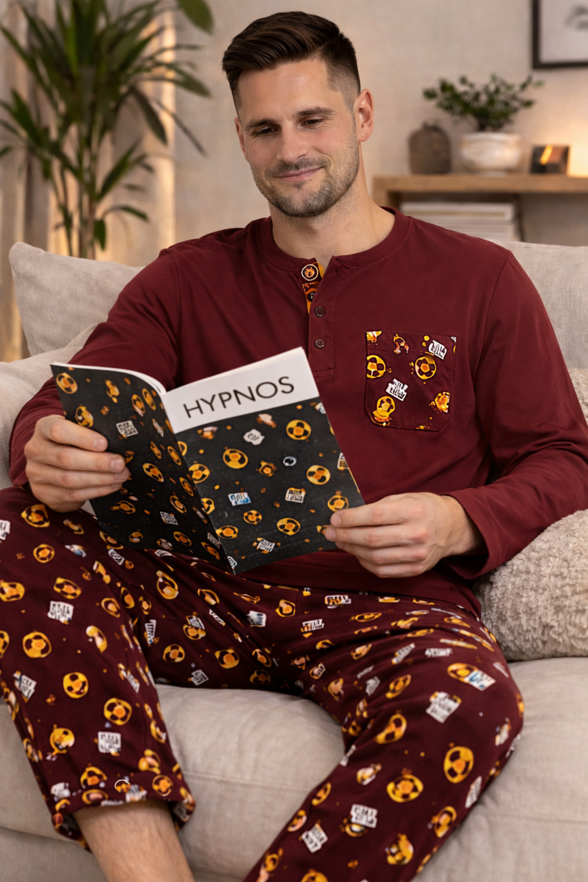 Hipnos Game Time Erkek Pijama Takımı %100 Pamuk Yumuşak Dokulu Üst Relax Fit Ev Giyim Seti görsel 3