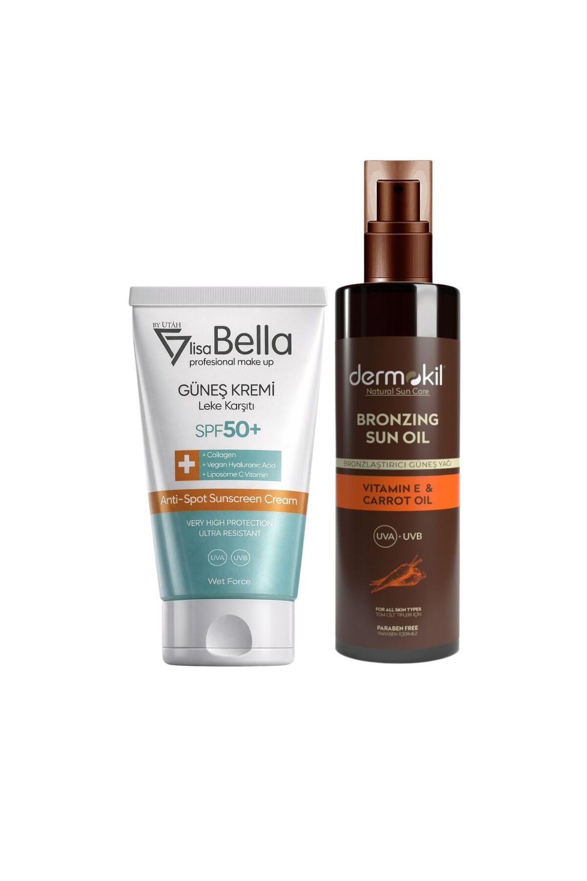 DUY By Utah Lisa Bella 50 ml Leke Karşıtı Güneş Kremi SPF 50+ Dermokil Bronzlaştırıcı Güneş Yağı 200 ml — DUYSET310326SUNCRM3