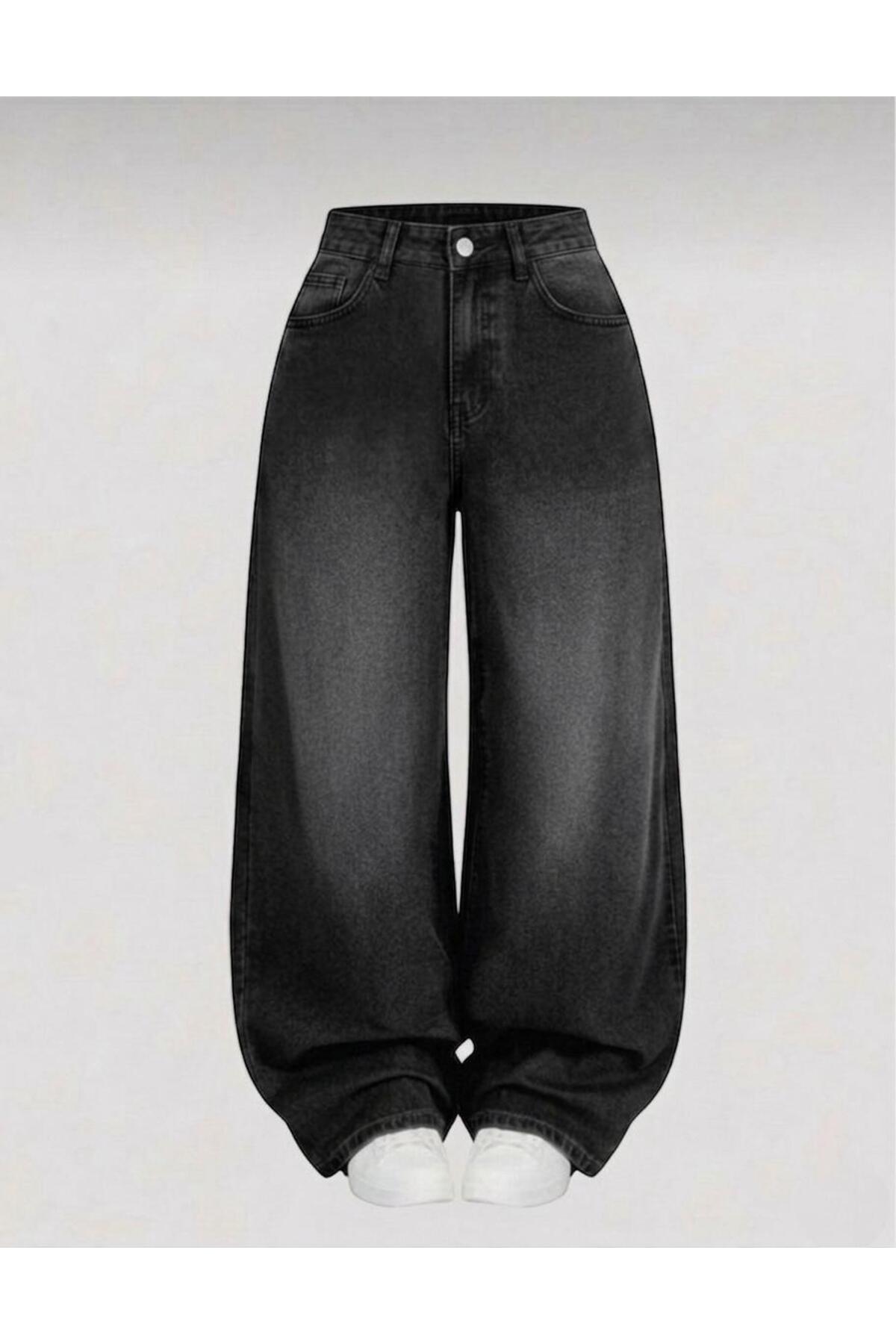 St.Poll  ESKİTME YIKAMALI UNİSEX BÜYÜK BEDEN BAGGY JEAN PANTOLON