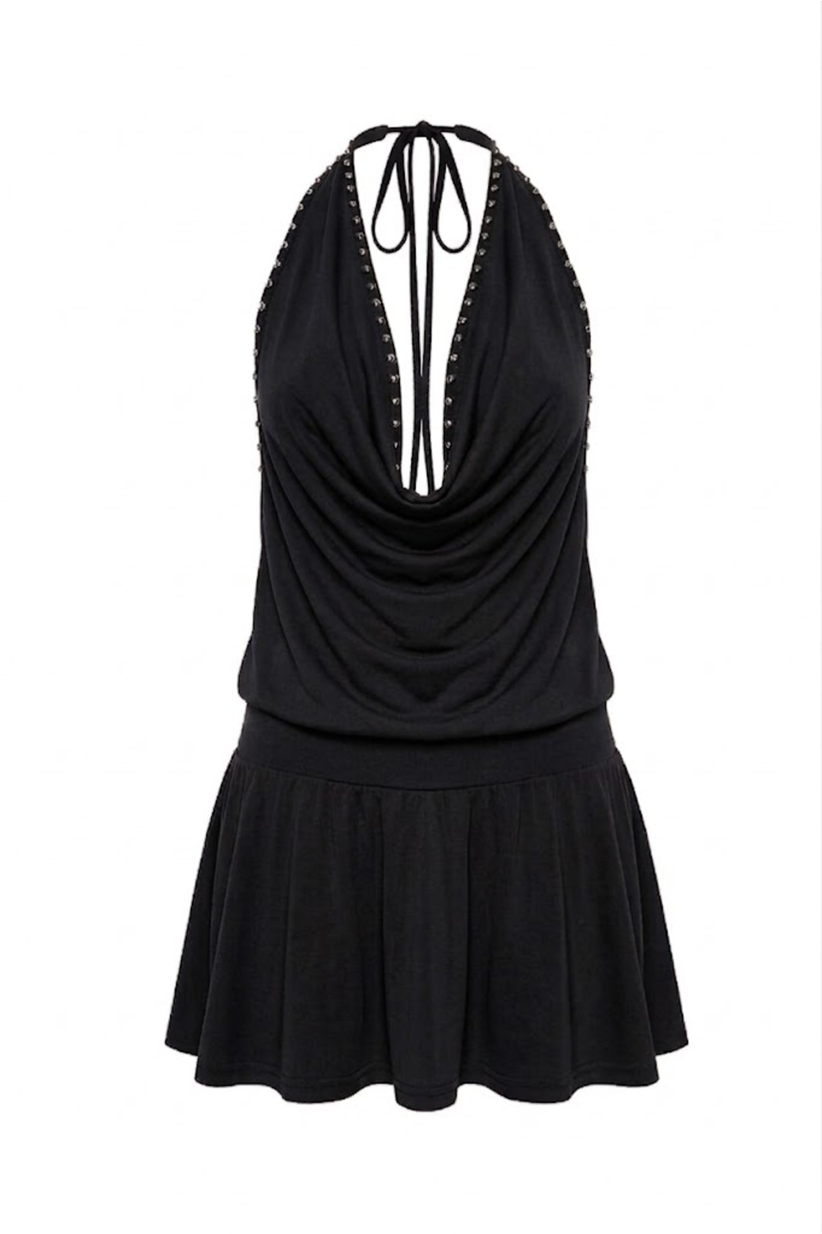 World Fashion Trends  DEGAJE YAKA ZIMBA DETAYLI ŞORTLU ELBİSE (DEKOLTESİ AYARLANABİLİR) - Görsel 3