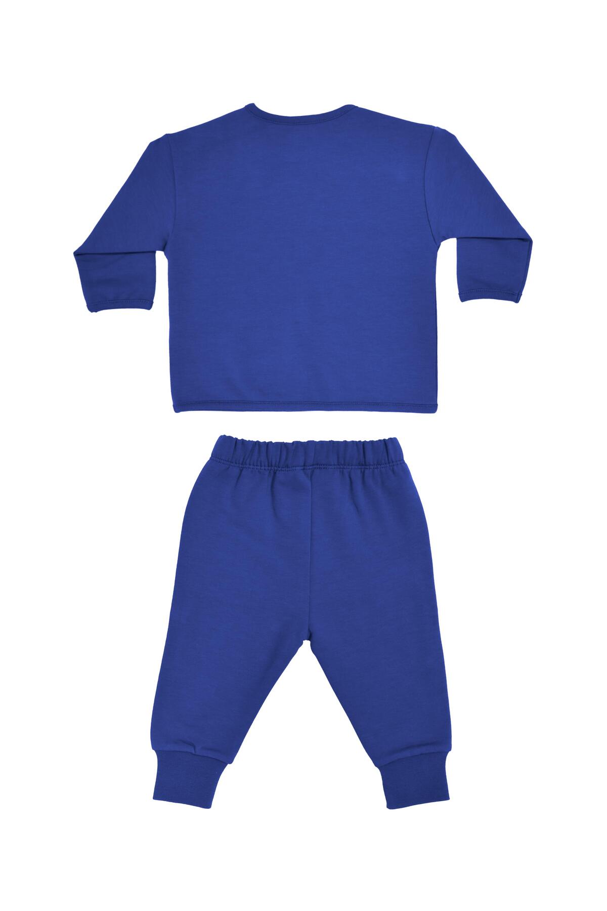 OrganicKid Mix Erkek Bebek Saks Mavi Eşofman Takımı fotoğrafı 3 (önizleme)