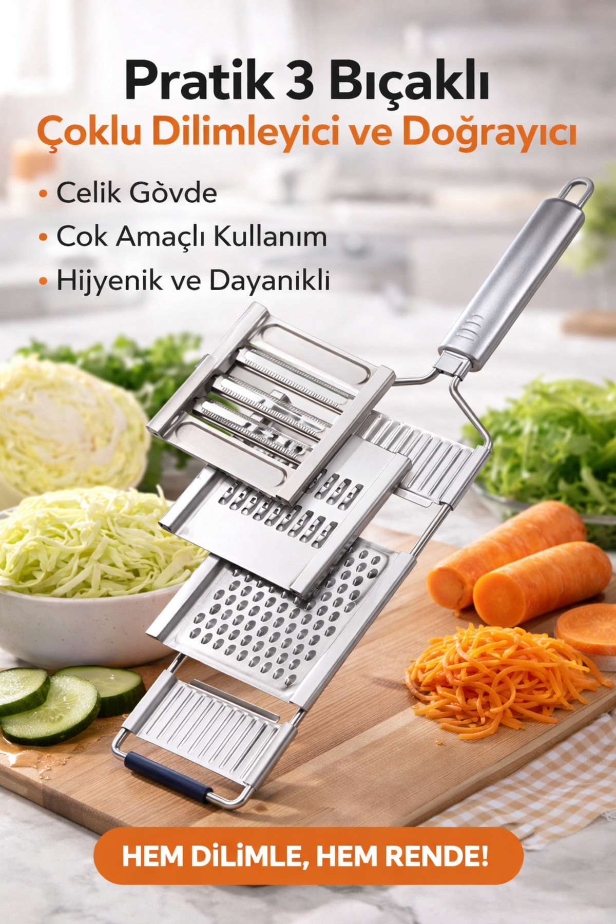 調理器具 Hana RARA DİVAYS Paslanmaz Çelik Lahana Doğrayıcı Mandolin Rende Dilimleyici