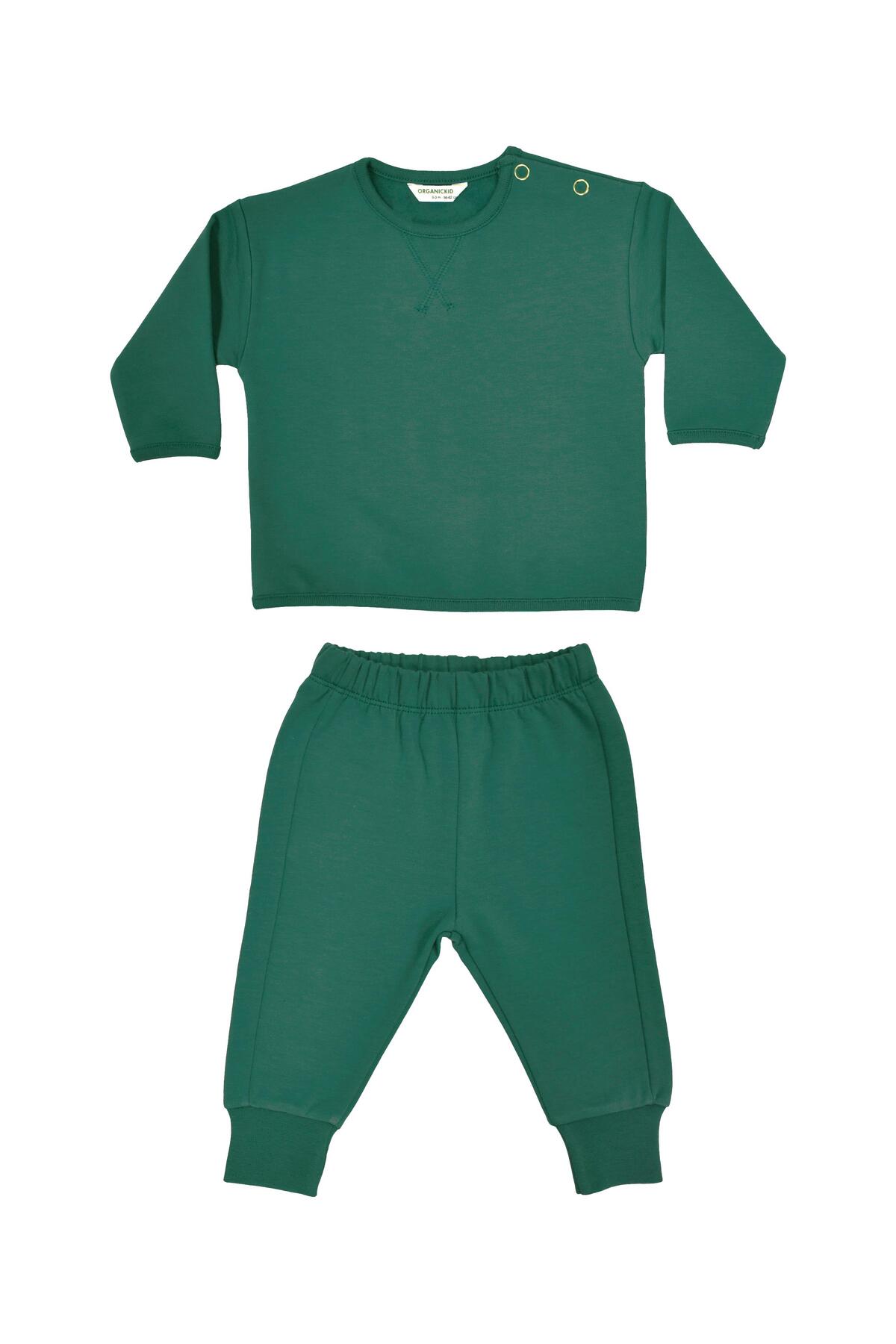 OrganicKid Mix Bebek Koyu Yeşil Eşofman Takımı fotoğrafı 2 (önizleme)