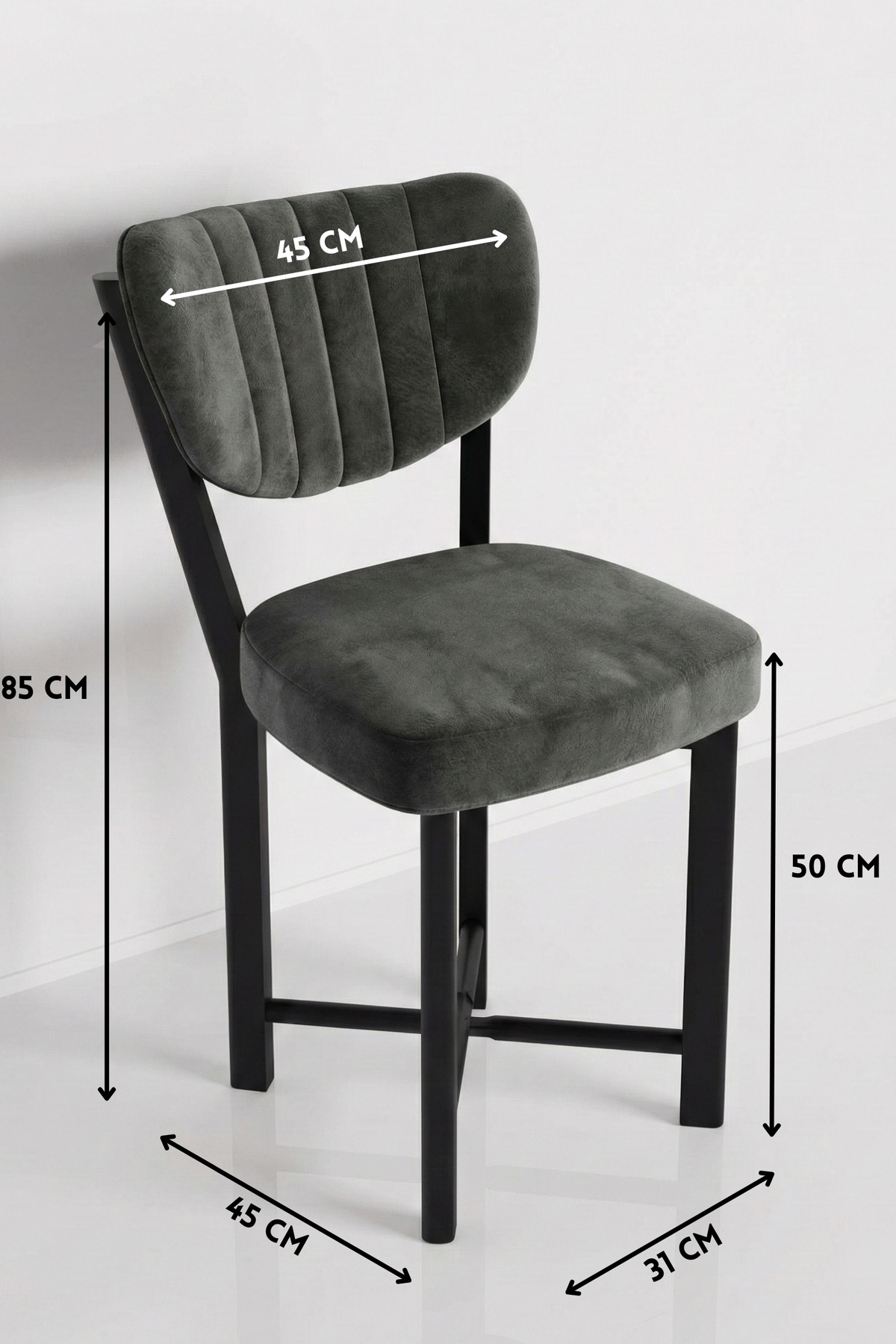 Sandalye 1 Adet Baby Face Kumaş Metal Modern Mutfak Sandalyesi Cafe Balkon Ofis Elma 9815 Antrast görsel 5
