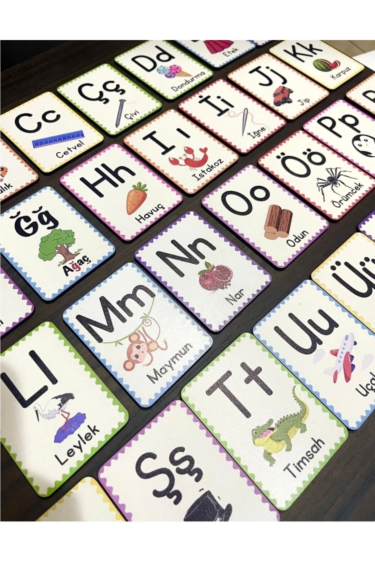 Mifella 29 Harf Ahşap Alfabe Kartları - Okul Öncesi Eğitici Harf Seti - Doğal Materyal Eğitici Oyuncak fotoğrafı 5 (önizleme)