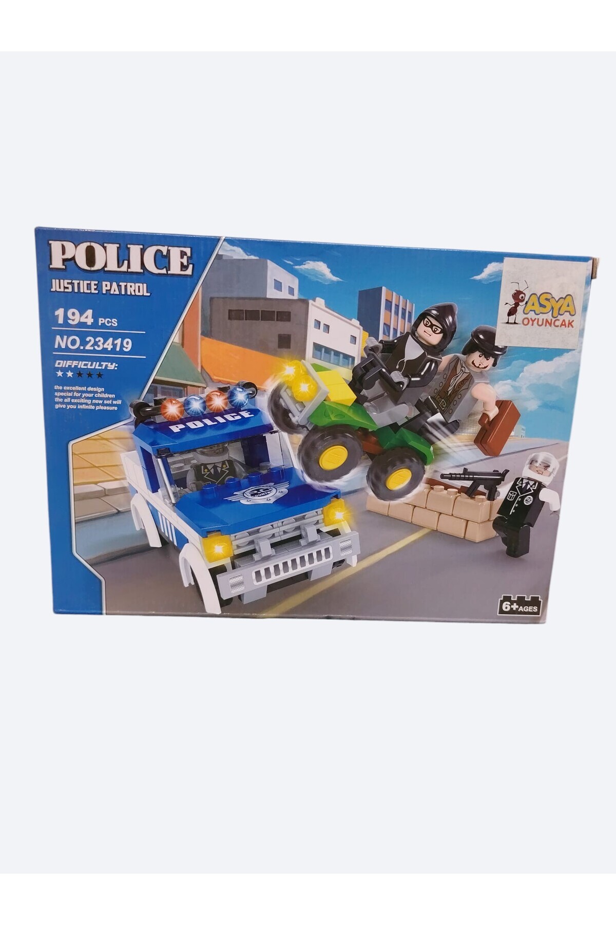 Asya Oyuncak Polis Adalet Devriyesinde Suçluların Peşinde Eğlenceli Blok Yapım Seti 194 Parça fotoğrafı 4 (önizleme)