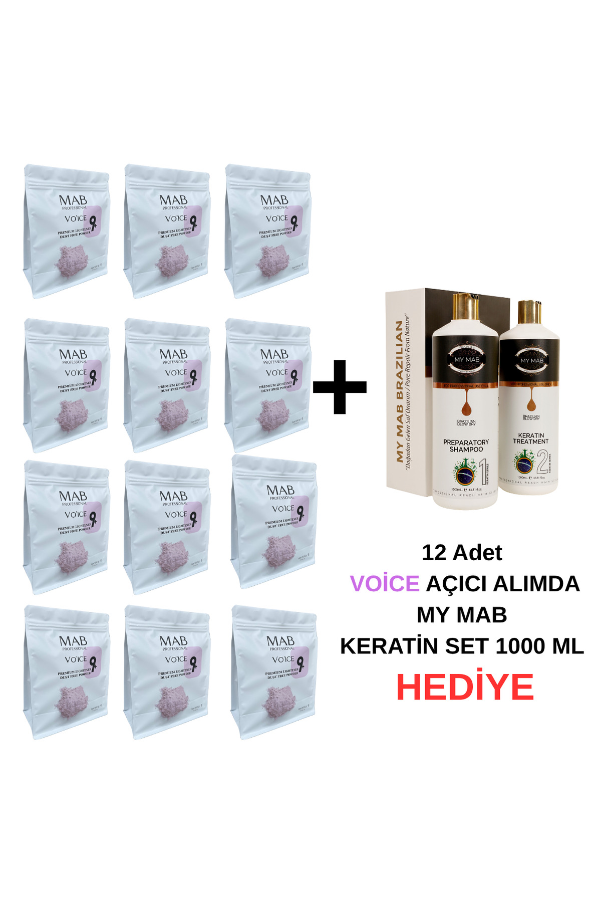 VOİCE 500 GR AÇICI 12 ADET + 1 ADET KERATİN SET 1000ML — 140522101