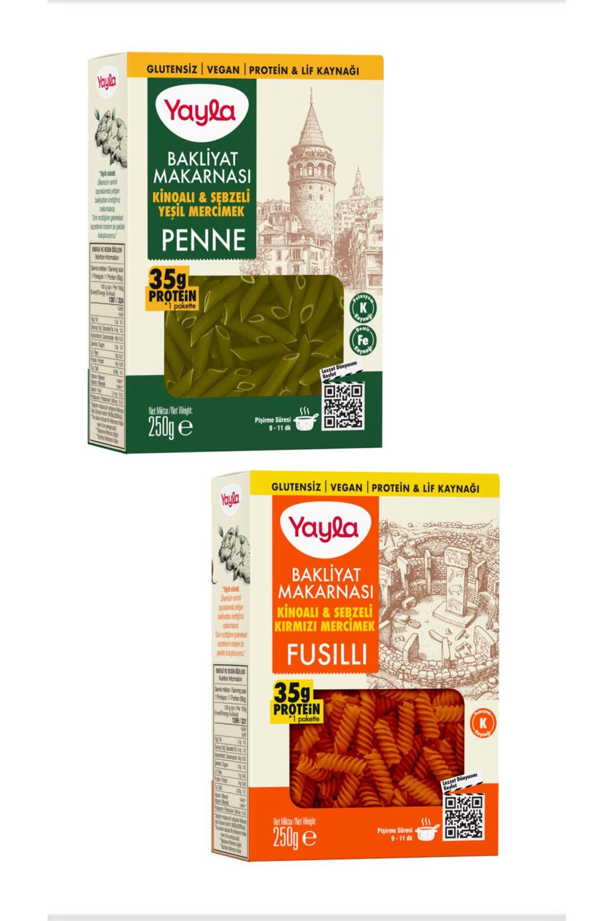 Yayla Diyet Dostu Makarna! Glutensiz & Vegan – 35g Proteinli Bakliyat Makarnası (Fusilli & Penne) - Fiyatı, Yorumları