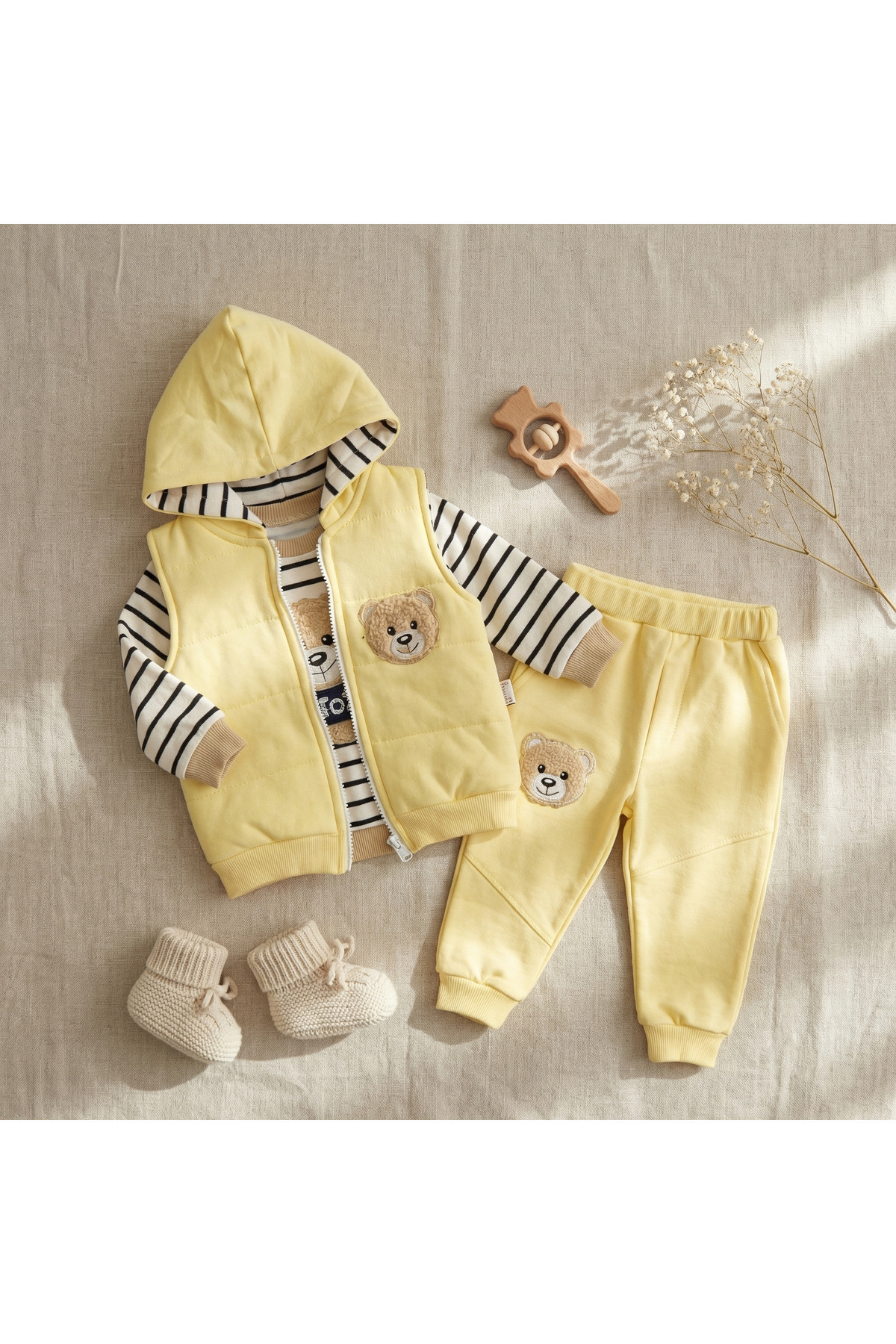 artemoris Ayıcıklı Çizgili Kapşonlu 3'lü Takım fotoğrafı 5 (önizleme)