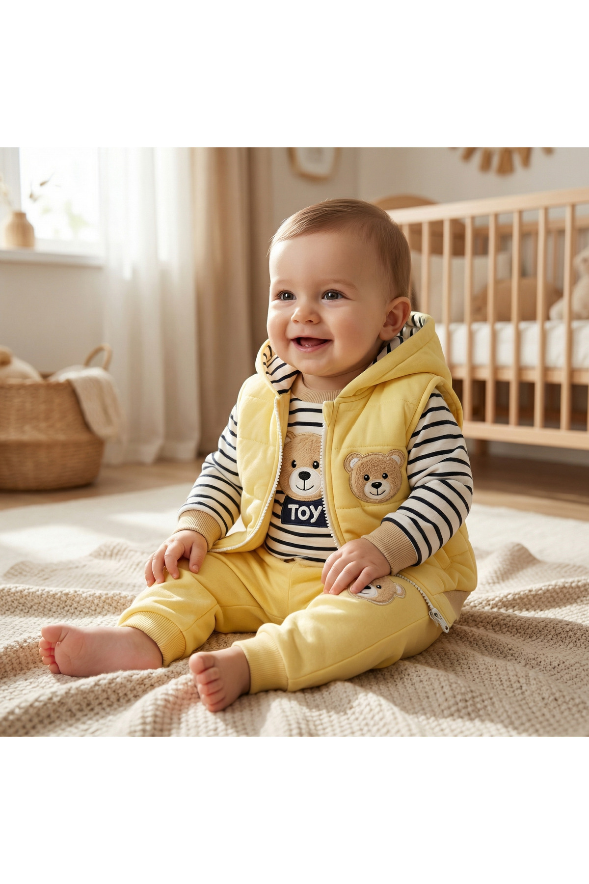 artemoris Ayıcıklı Çizgili Kapşonlu 3'lü Takım fotoğrafı 2 (önizleme)