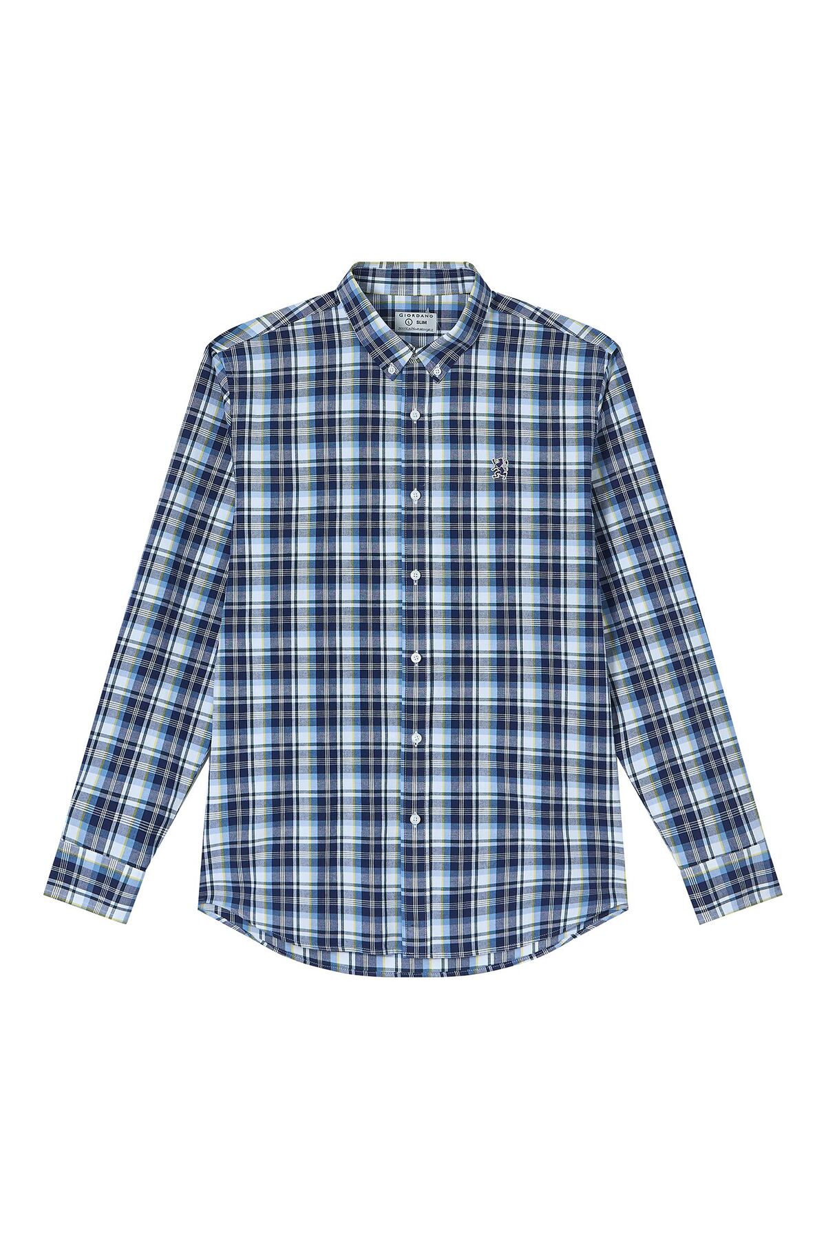 Giordano Men’s Cotton Slim Oxford Shirt with Embroidery