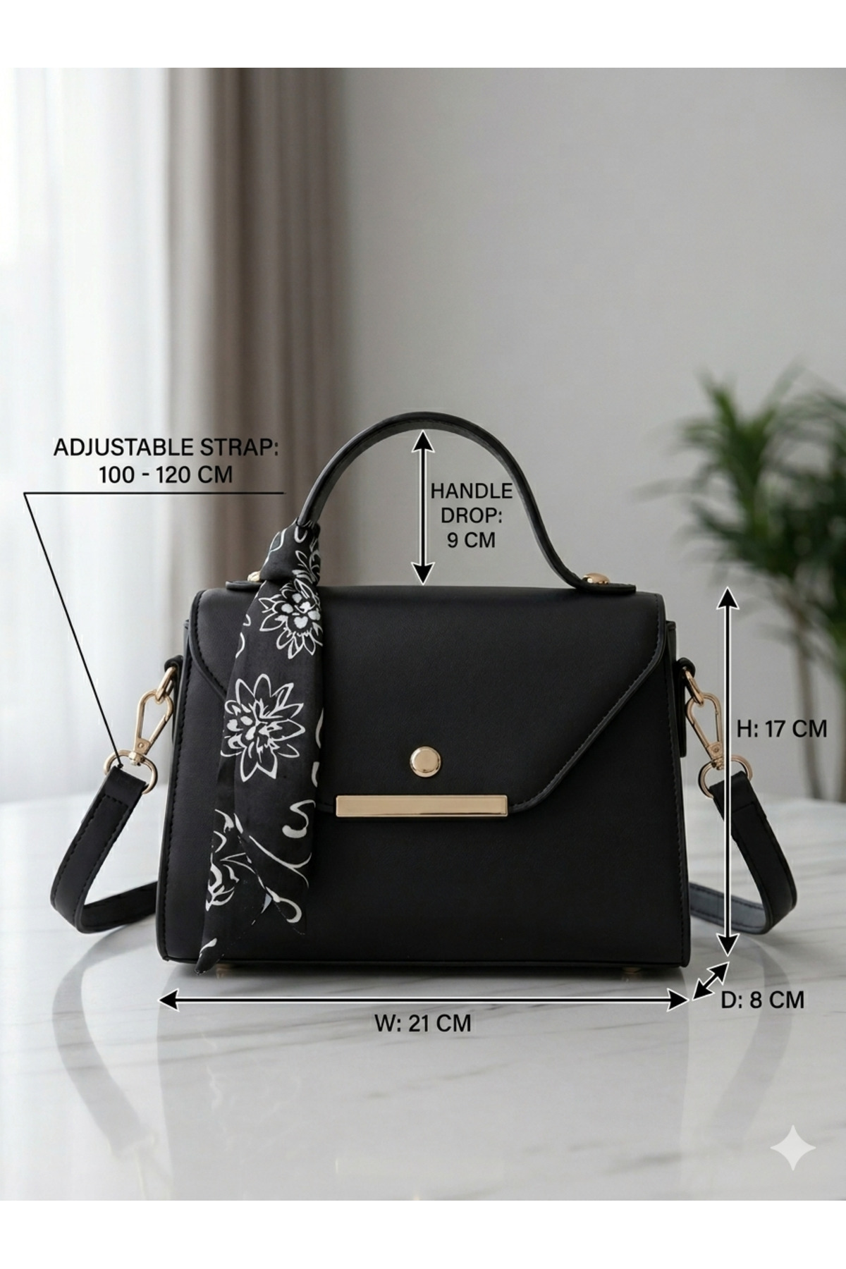 ZEGİ BAGS &MORE Siyah Krem Acı Kahve 3’ Lü Paket Suni Deri Fular Detaylı görsel 2