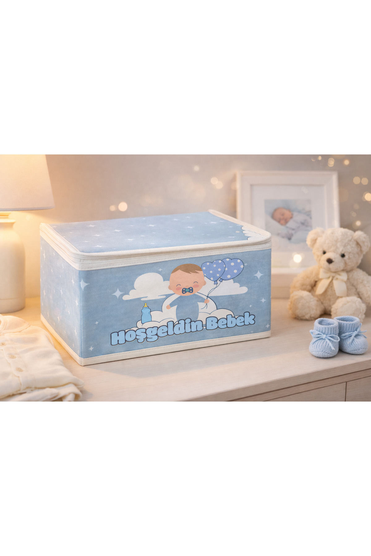 YELLOW STARY HOME DECOR Hoşgeldin Bebek Baskılı Bebek Hurcu 38x27x20cm-Bebek Dolabı Düzenleyici-Doğum/Hastane Çıkış Çantası fotoğrafı 2 (önizleme)