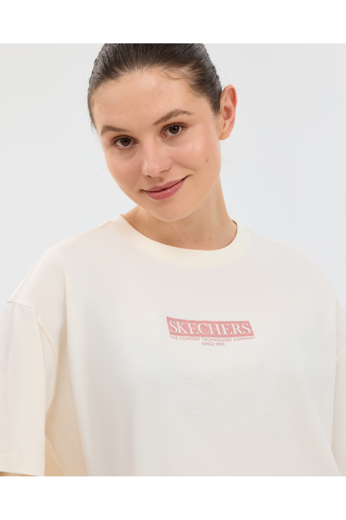 SKECHERS W Oversize Fit Graphic T-Shirt Kadın Beyaz Tshirt S2610063-3855 görsel 5