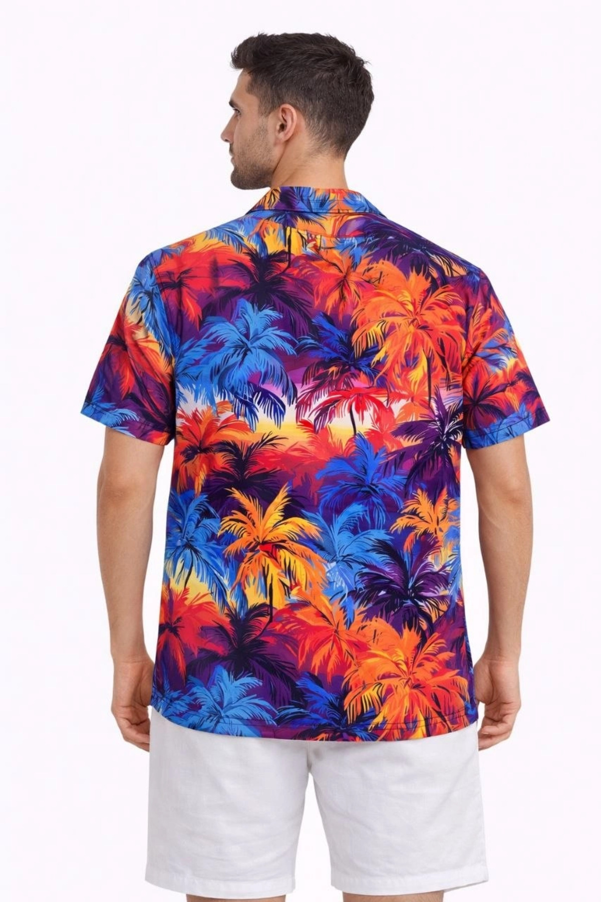 Hsc bilişim Erkek Tropikal Desenli Kısa Kol Gömlek Rahat Kalıp Yazlık Hawaii Tarz - Desenli fotoğrafı 3 (önizleme)