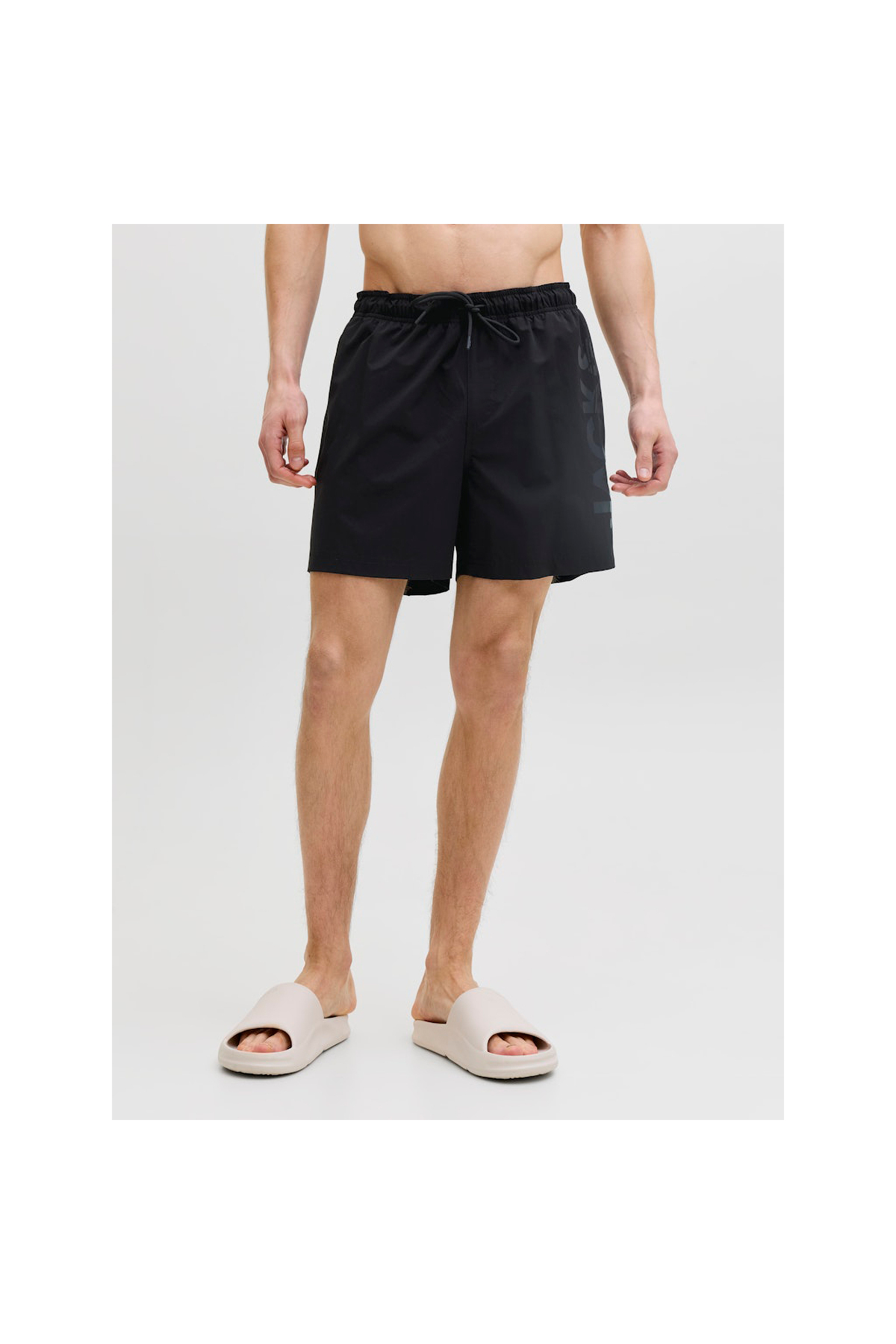 شورت شنا مردانه مشکی با لوگوی موج (۱۲۲۹۱۳۹۱-B) جک اند جونز شورت مایو Jack & Jones