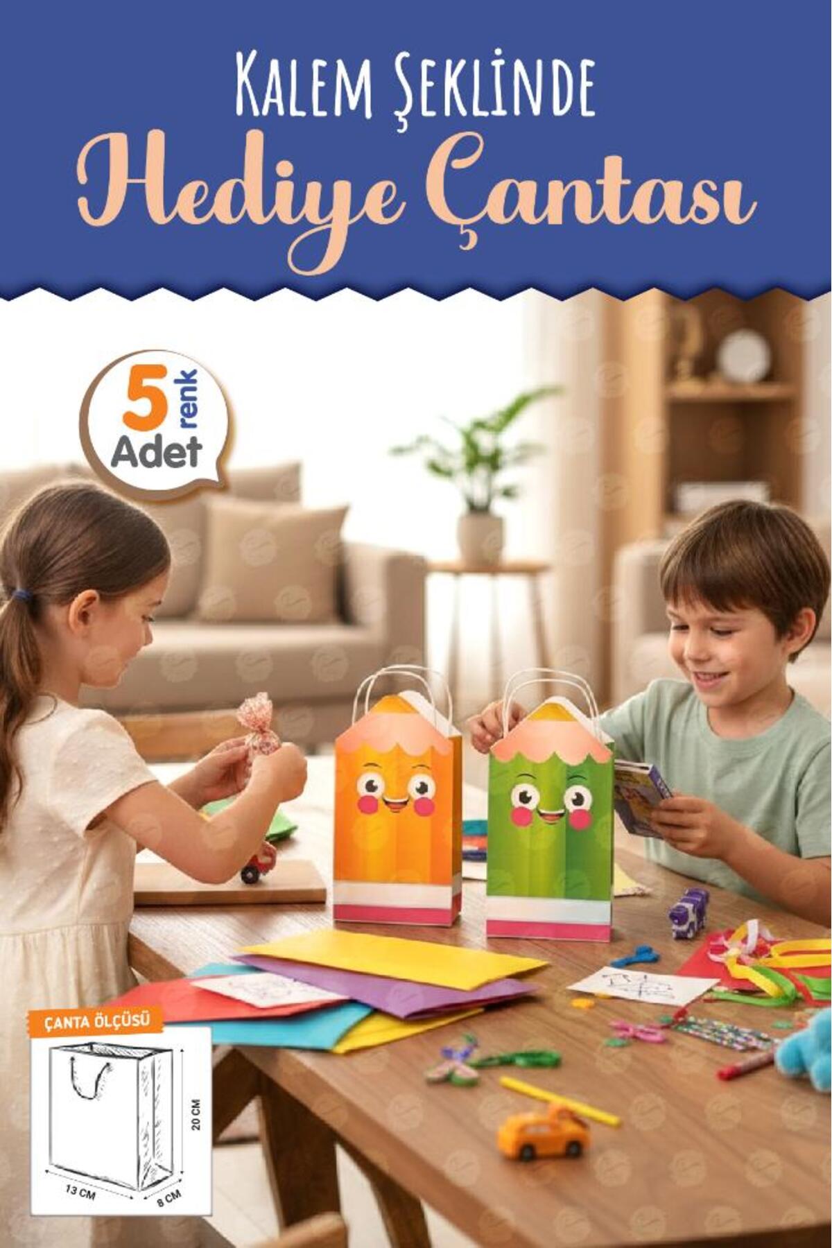 t tuğset etiket Burgu Saplı Karton Kalem Şeklinde Çanta 5 adet Çocuklar İçin Doğum Günü Parti Konsept Hediyelik Çant fotoğrafı 4 (önizleme)