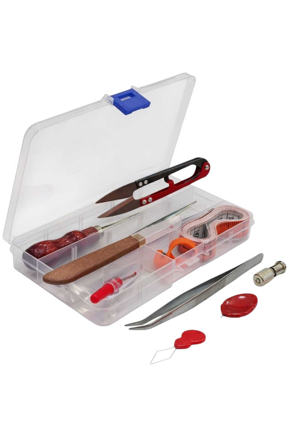 Sewing Embroidery Set Scissors Tape Measure with Storage Box Tweezers Thread Remover Threading Apparatus 12 Pieces