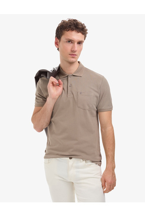 Pierre Cardin Koyu Vizon Regular Fit %100 Pamuk Kıvrılmaz Düğmeli Polo Yaka B...