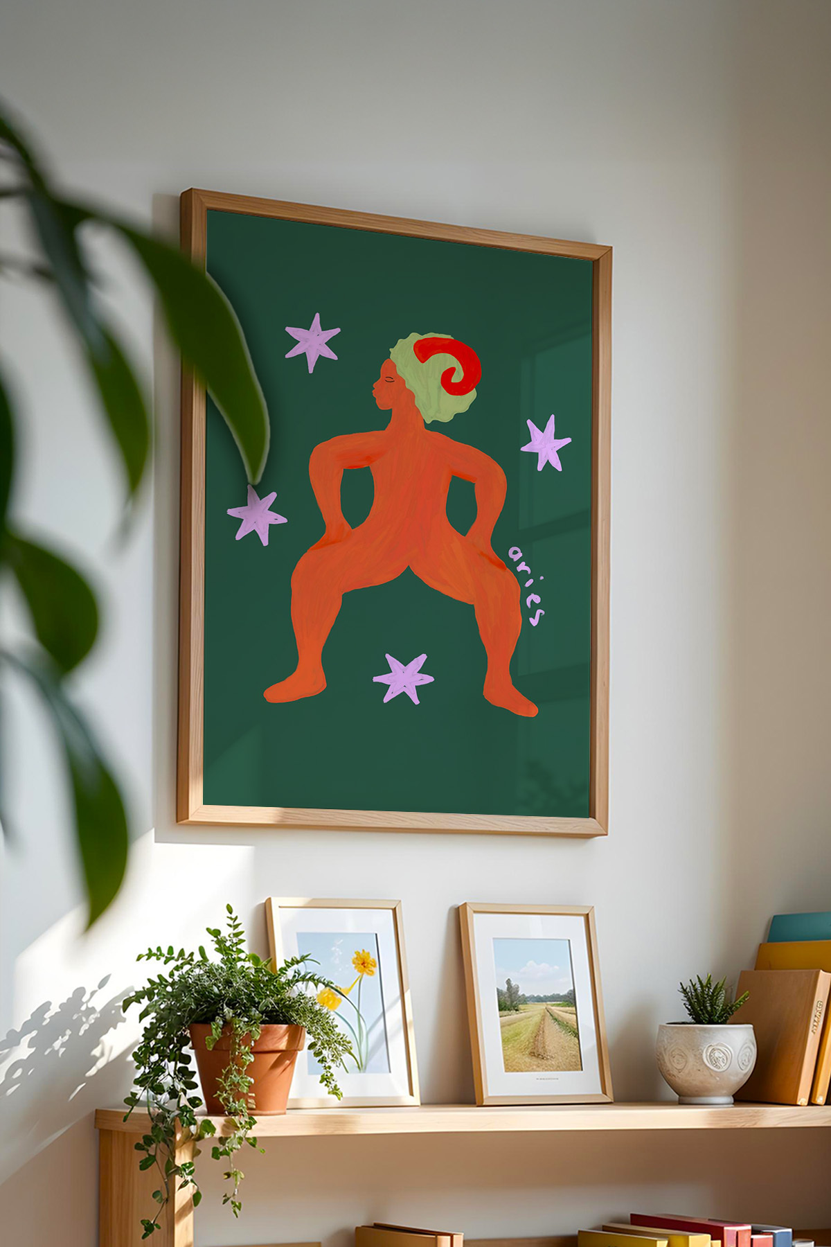 Koç Burcu Tablo Modern Astroloji İllüstrasyon Poster Duvar Dekoru Çerçevesiz