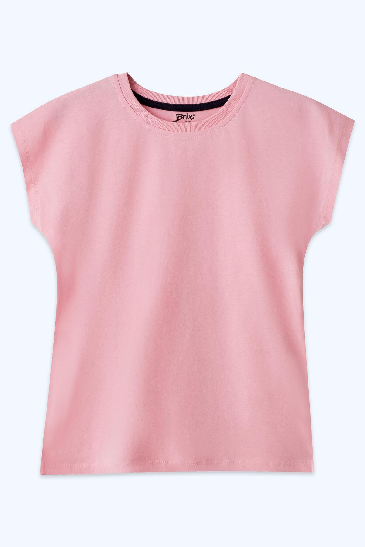 Brix Kız Çocuk Kısa Kollu %100 Pamuk Pijama Takımı 7816 Pembe Renk fotoğrafı 3 (önizleme)