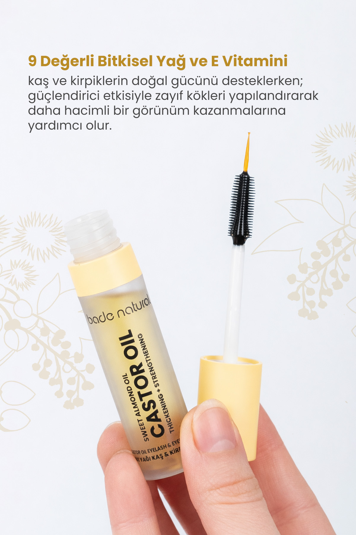 Ultra Hacim Veren Doğal Hint Yağı Kaş Kirpik Serumu Besleyici, Güçlendirici, Dolgunlaştırıcı 10 ml — BN.0487 — تصویر 2 از 6