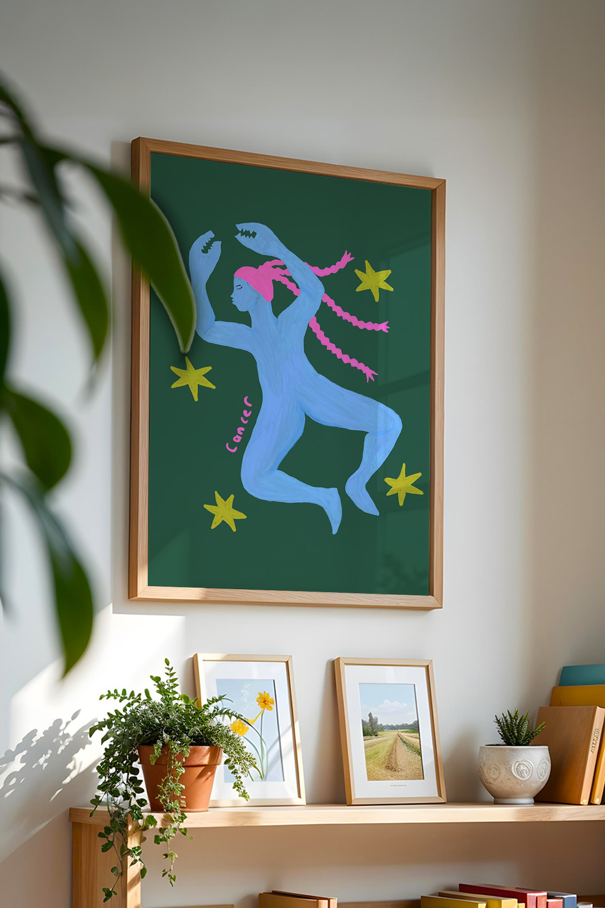 Yengeç Burcu Tablo Modern Astroloji İllüstrasyon Poster Duvar Dekoru Çerçevesiz