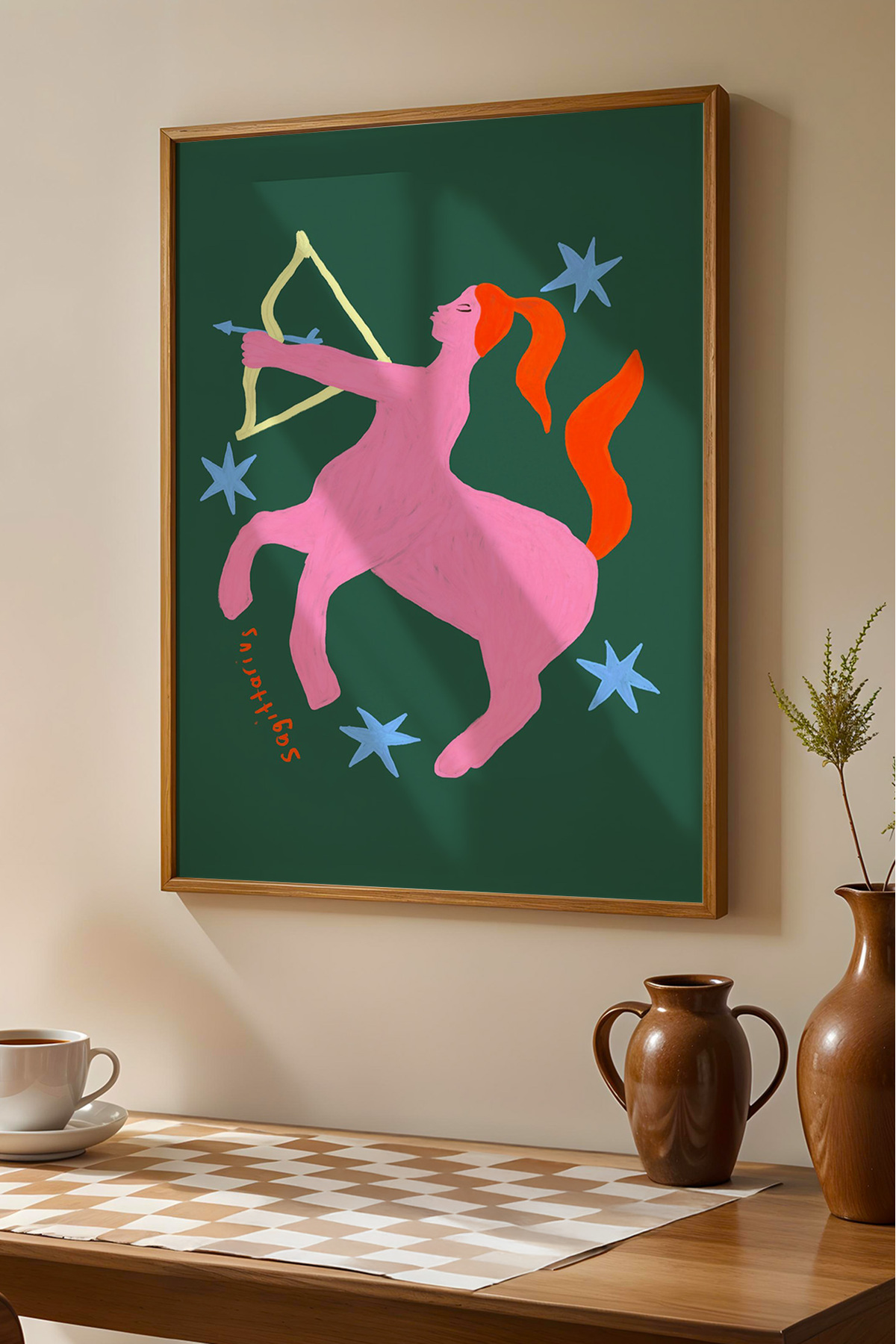Yay Burcu Tablo Modern Astroloji İllüstrasyon Poster Duvar Dekoru Çerçevesiz