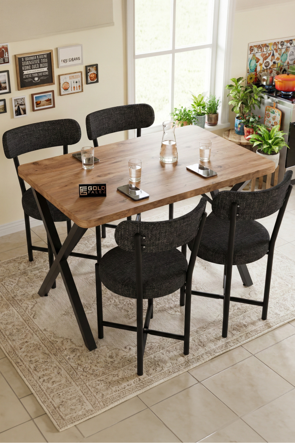 Sandalye 1 Adet Keten Kumaş Metal Ayak Modern Mutfak Sandalyesi Cafe Balkon Ofis Teddy 9817 Anstrast görsel 5