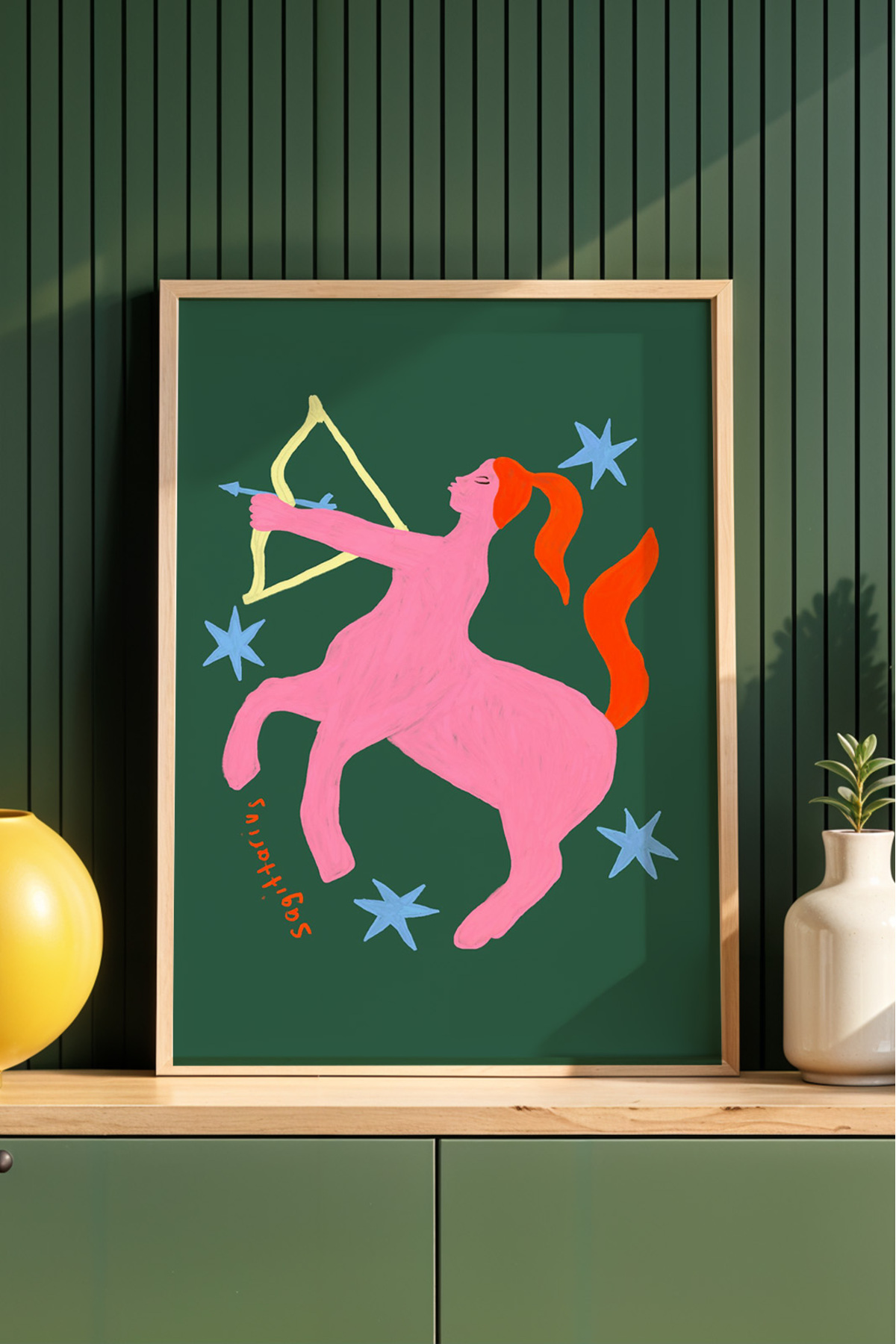 Yay Burcu Tablo Modern Astroloji İllüstrasyon Poster Duvar Dekoru Çerçevesiz