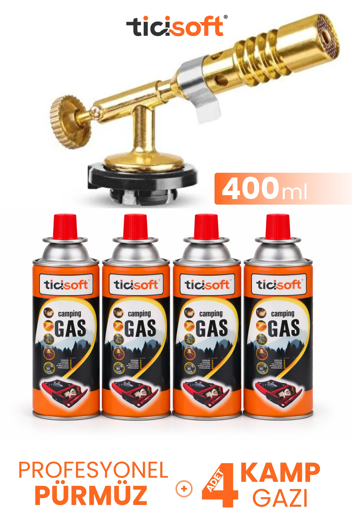 Ticisoft Pürmüz 1300° Gazlı Torch Jet Çakmak Alev Tabancası Pirinç