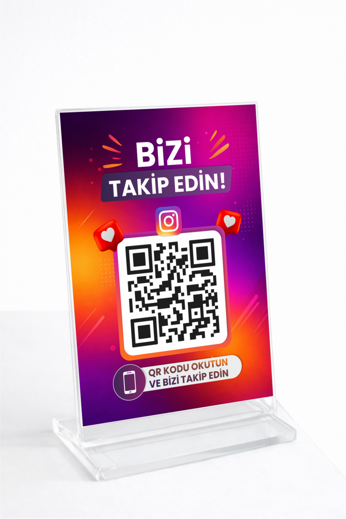 TakipAi Sosyal Medya QR Kod A6 Pleksi Masaüstü Standı | Takipçi